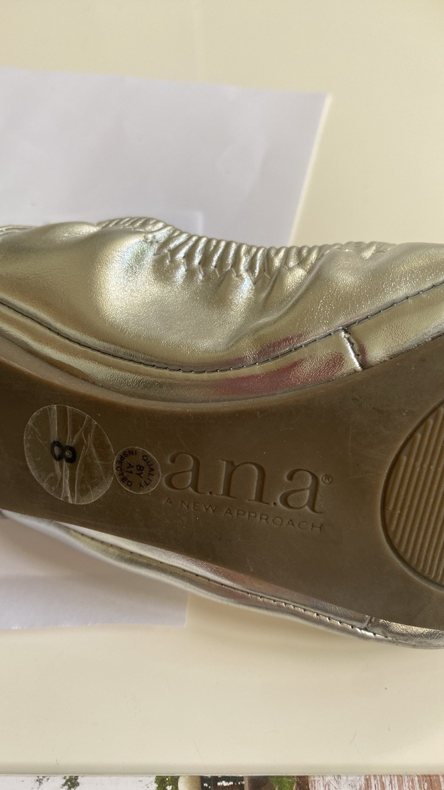 A.N.A Ana joy Silver Metallic Flexible Foldable Ballet Flats Memory Foam
