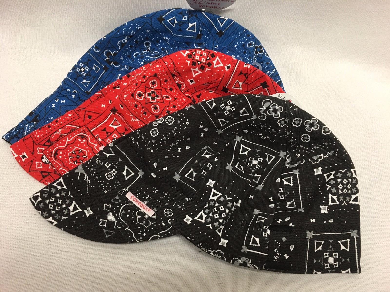 NWT 3 Welding Welders Hat Comeaux Caps Bandana Print Reversible 100% cotton