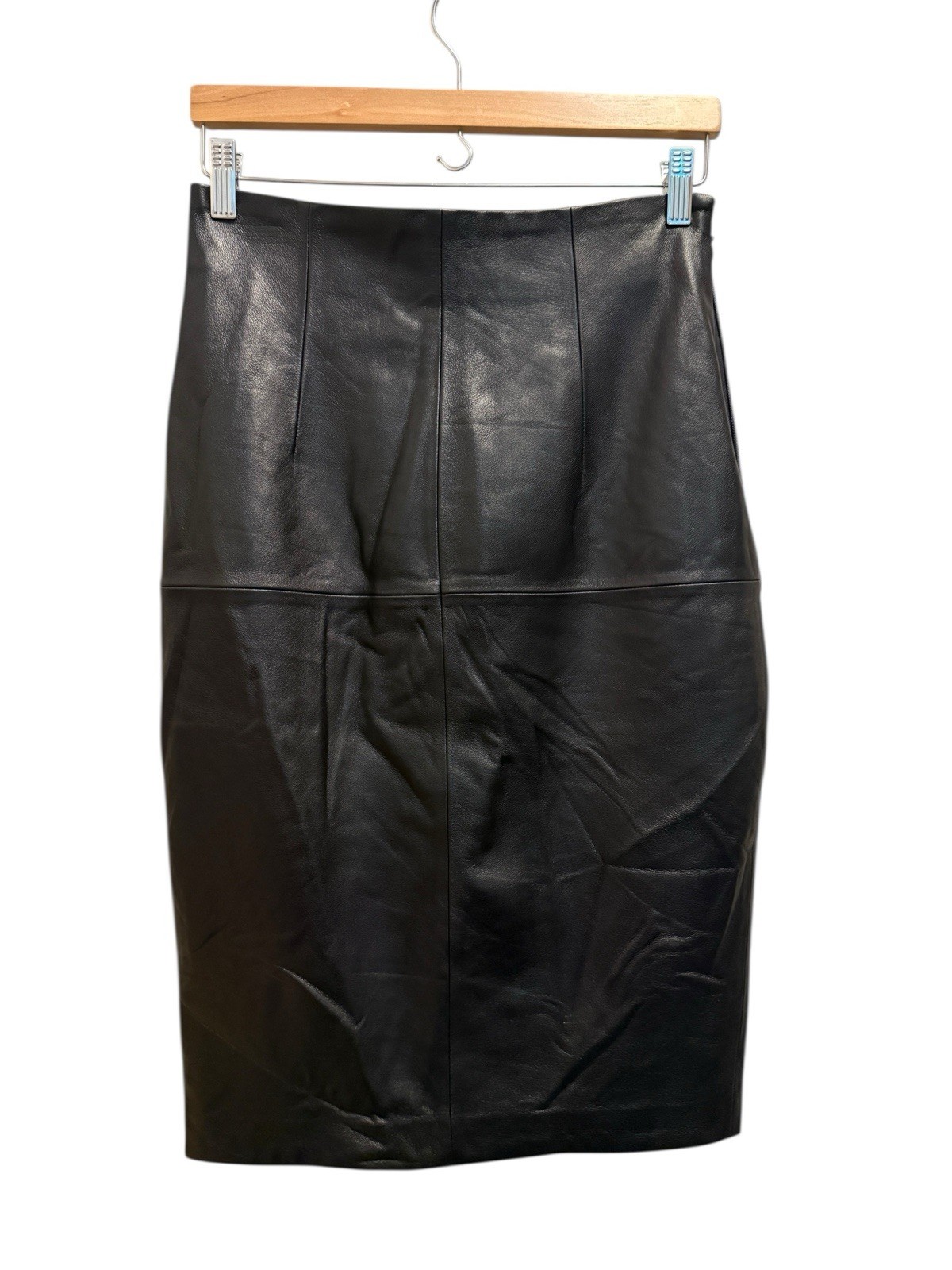 Antonio Melani Gisele Leather Pencil Skirt Career Black Size 10 New NWT Flawed