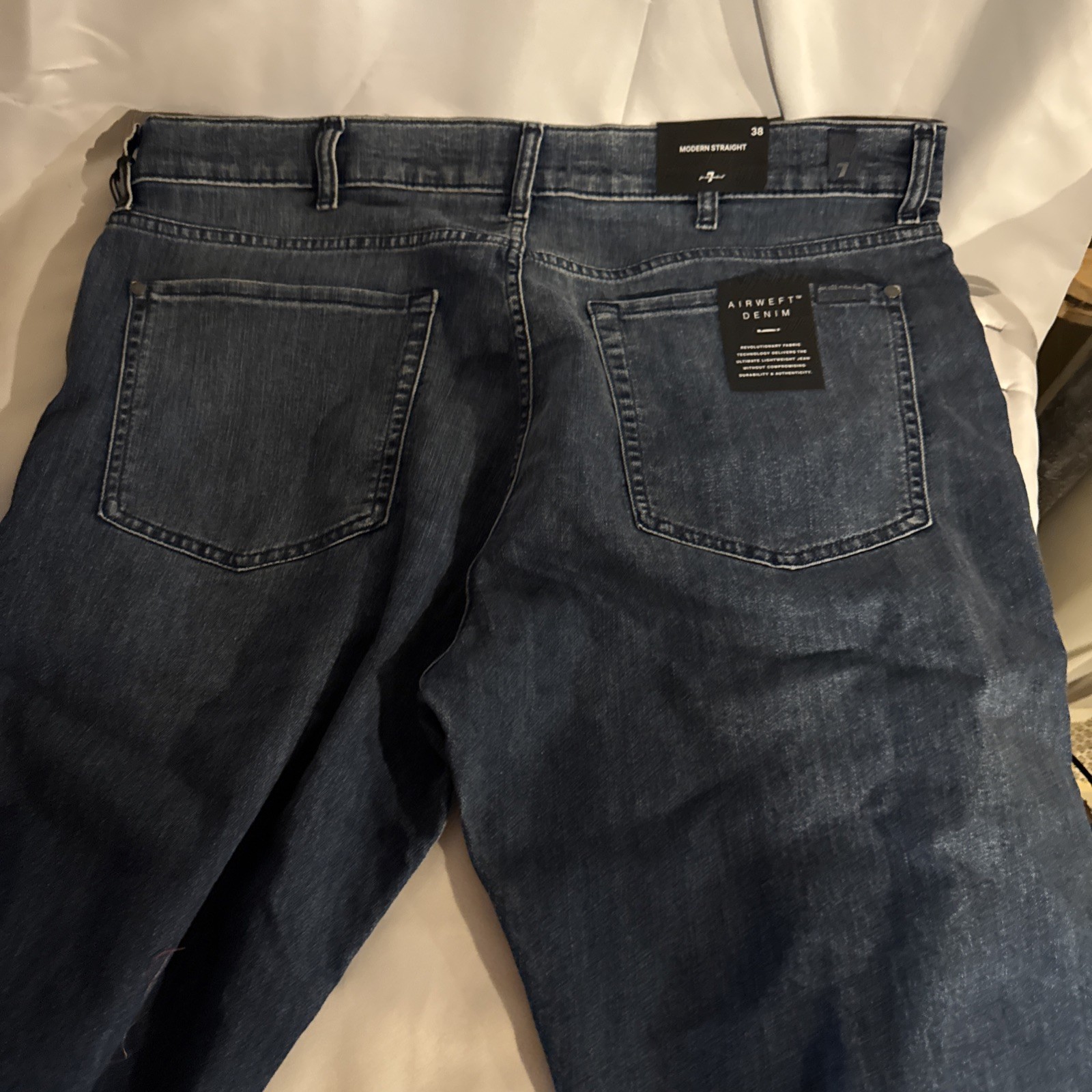 7 For All Mankind Modern Straight Jeans Mens 38 Denim Blue Landing 7TD8083L-1C5