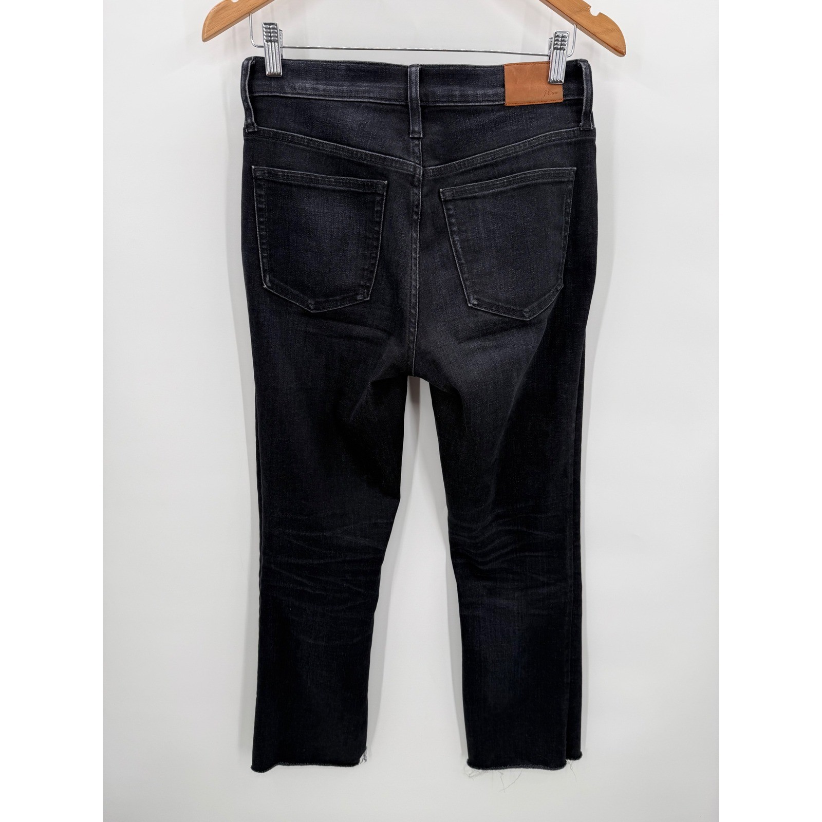 J Crew 9 inch Billie Demi Boot Crop Jeans Black Button Fly Size 27