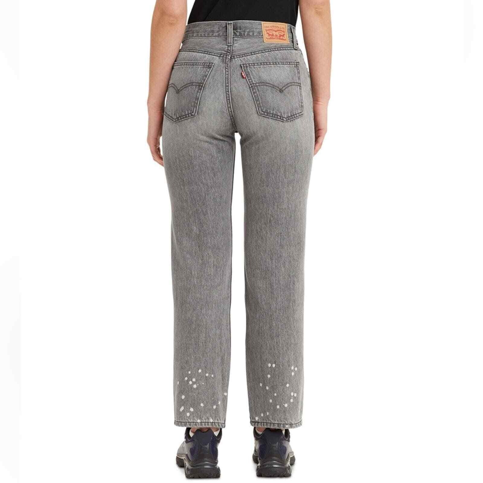Levi’s Women’s Low Pro Light Gray Bleach Splatter Straight-Leg Jeans New w/ Tags