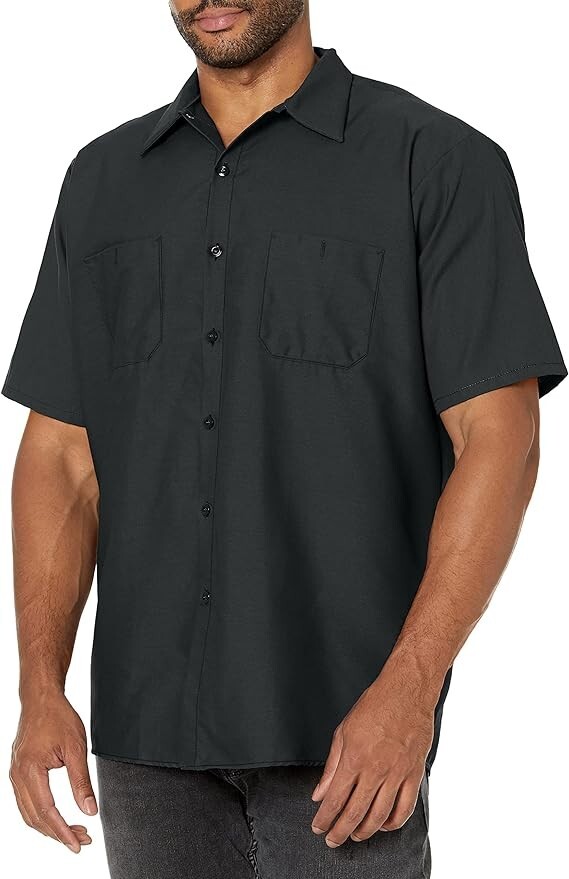 Red Kap Men’s Industrial Work Shirt, Regular Fit, Short Sleeve, Charcoal