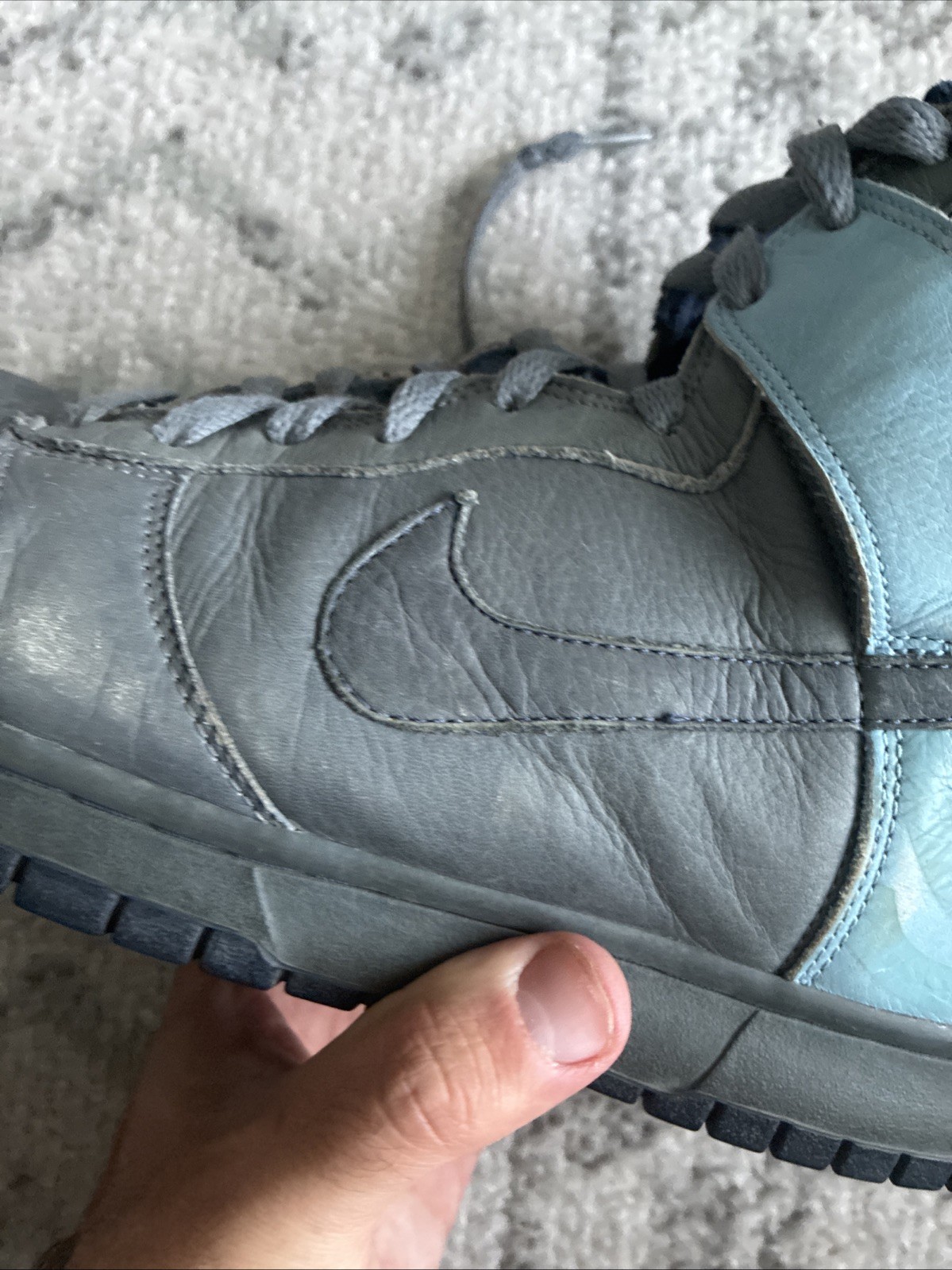2006 Nike DUNK HIGH PREMIUM FLINT GREY MIDNT NAVY-UNI BLUE 314877-041 Black Five