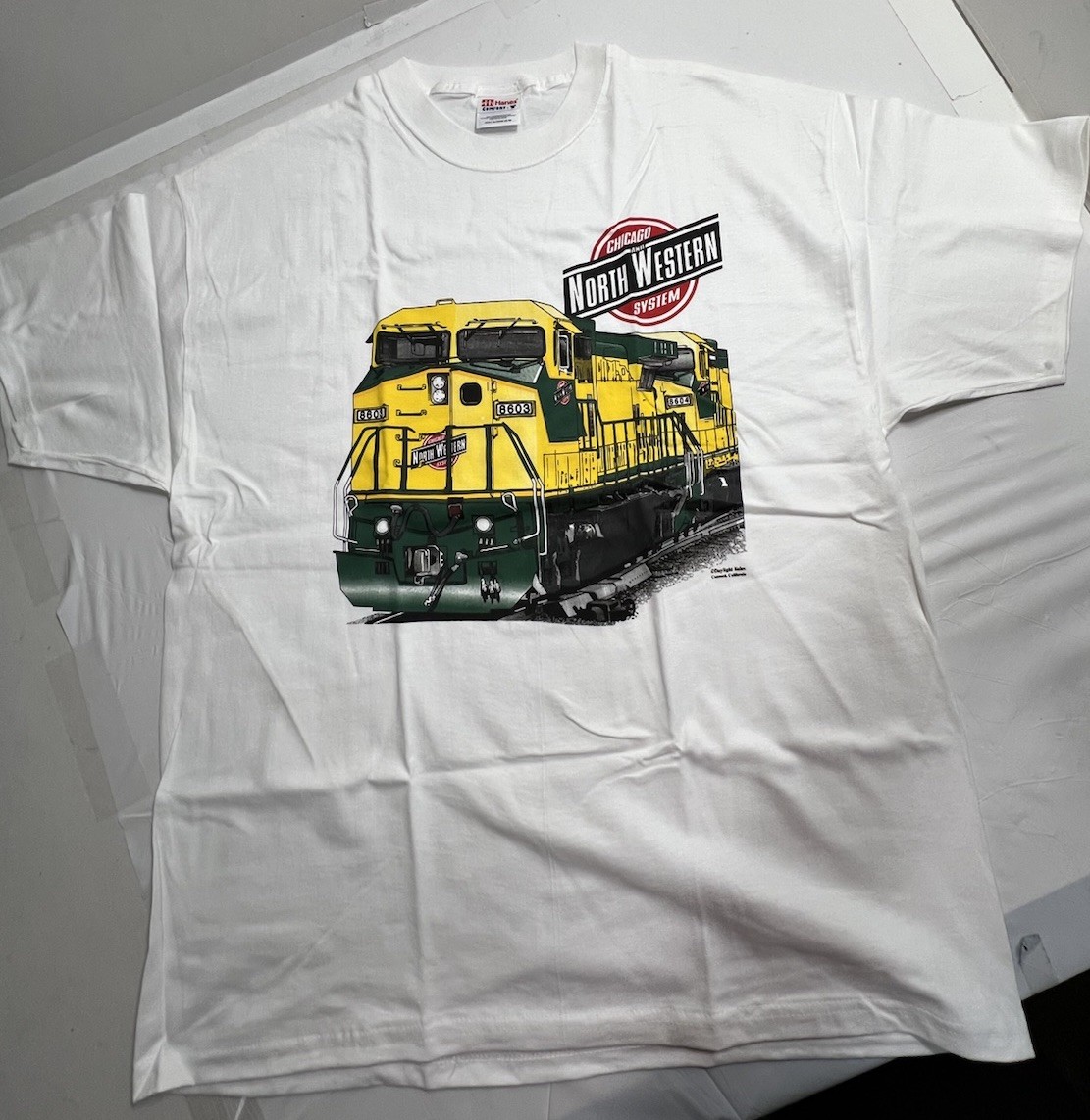 VTG Chicago & Northwestern Railway T-Shirt XL Haines Daylight Sales Railroad NOS