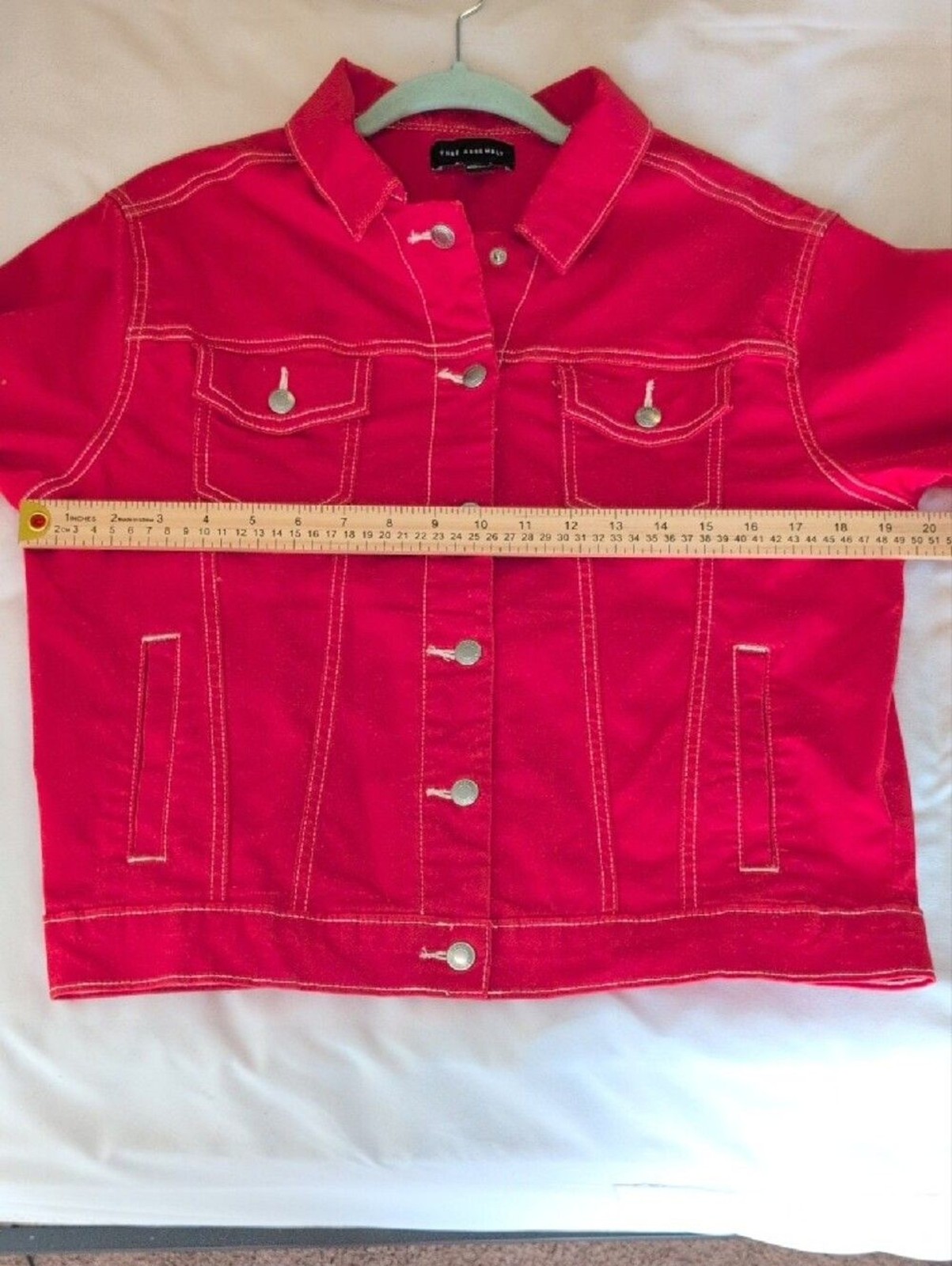 Free Assembly Red Crop Denim Jacket