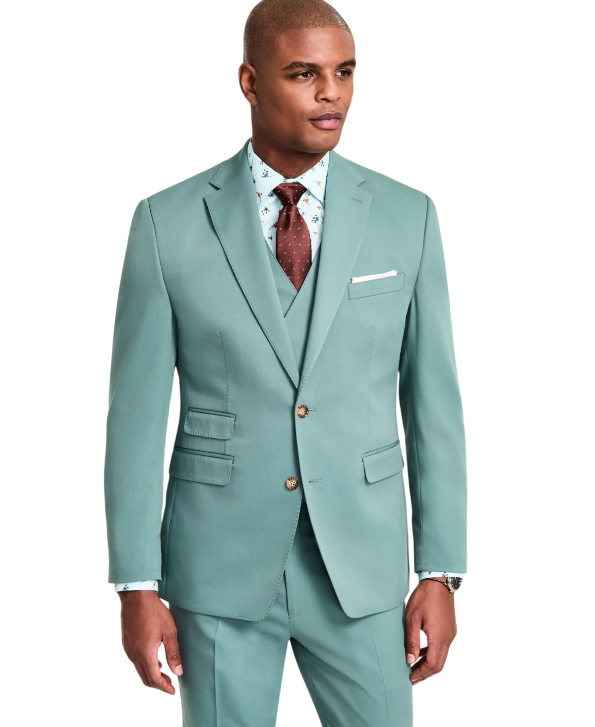 Tayion Mens Classic fit Sport Coat Blazer 42 R Mint Green Solid Stretch