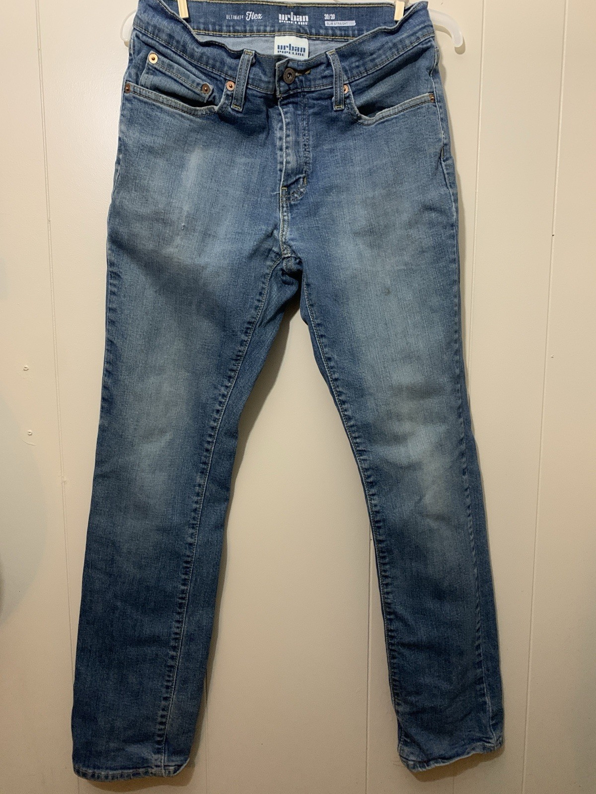 Men’s Urban Pipeline Ultimate Flex Slim Straight Blue Denim Jeans Mid Rise 30/30