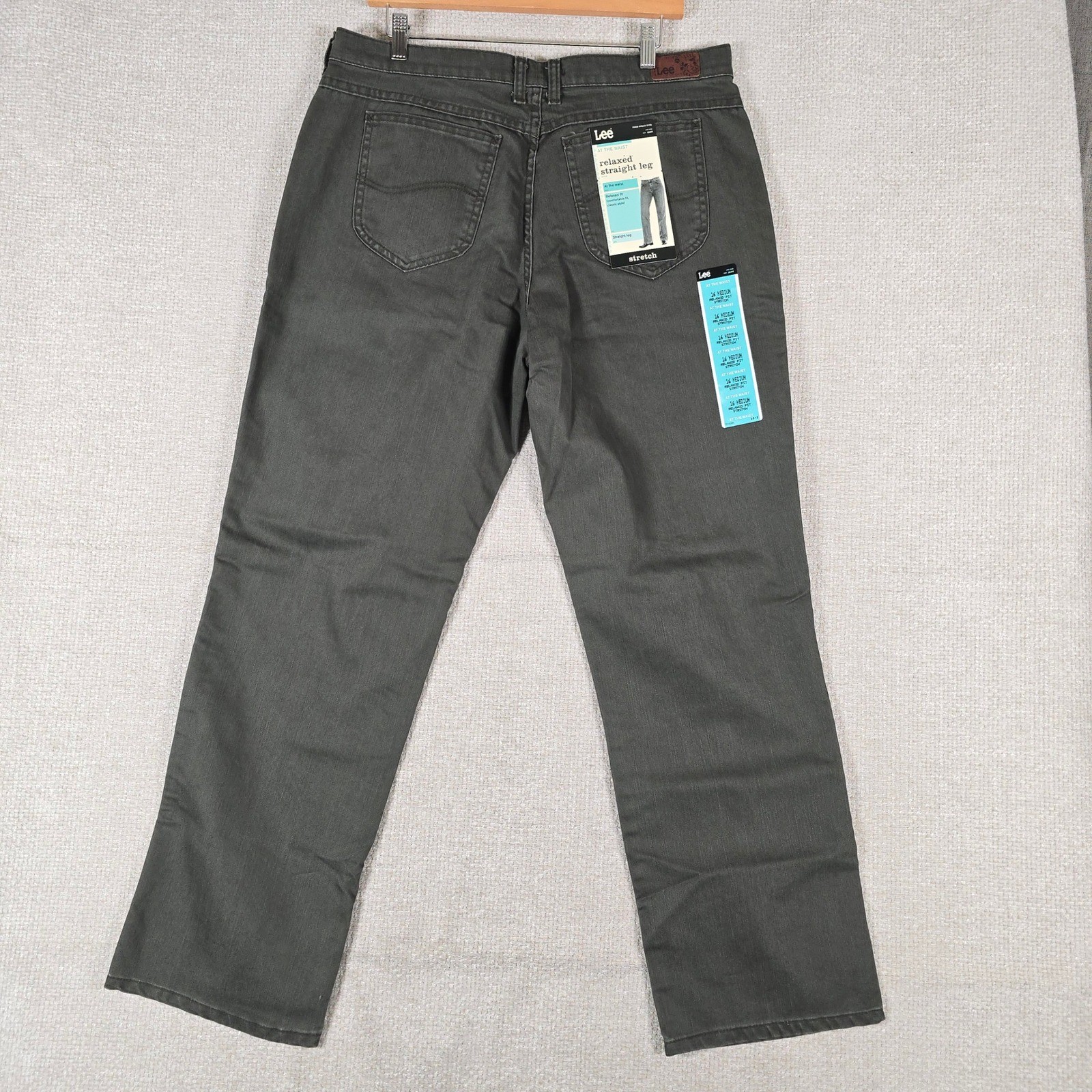 Lee Womens Relaxed Straight Leg Pants Charcoal Gray Stretch Size 16M 3052035