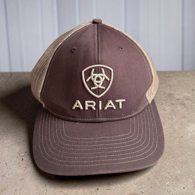 Ariat Logo Trucker Hat Brown/Beige Mesh Back Adjustable One Size Unisex