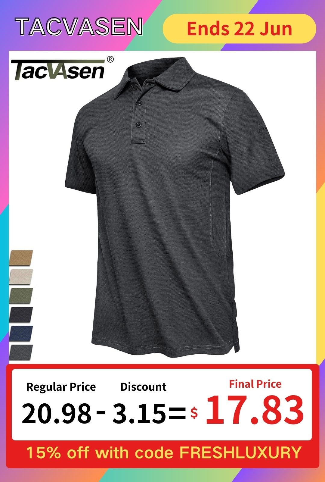Men’s Polo Shirts Short Sleeve Quick Dry Casual Golf Sport Team Work Tactical T