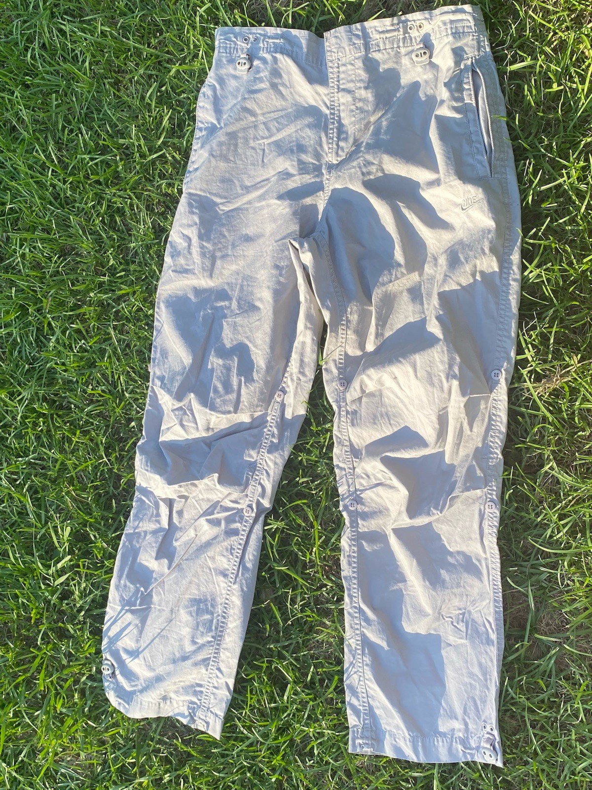Nike Windbreaker Tech Pants Women’s Small Gray Cargo Baggy Lightweight Cotton