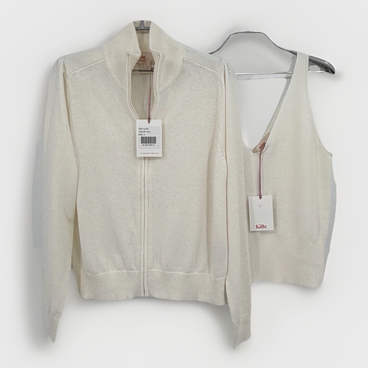 Kilte Collection Rei Cotton Cashmere Full Zip Jacket Tank Matching Set 2/M $510