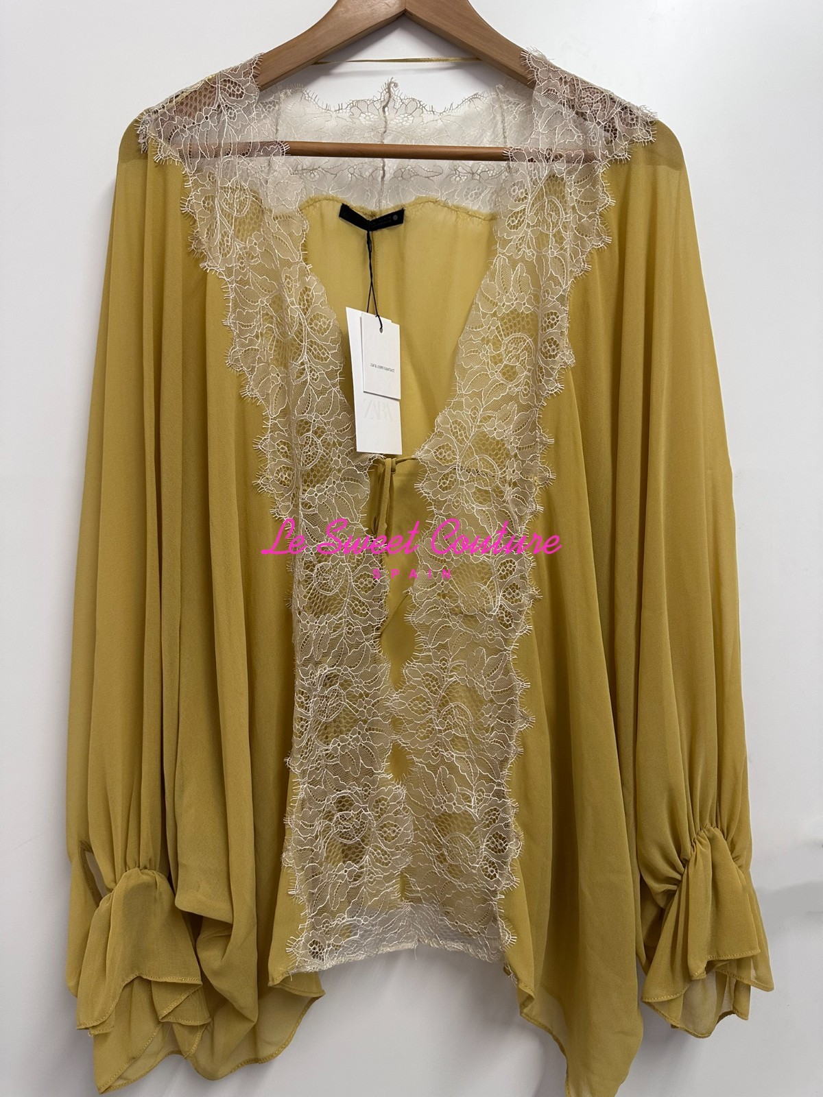 ZARA WOMAN NWT FW25 BROWN SEMI-SHEER SEQUIN FEATHER BLOUSE 8896/820/700
