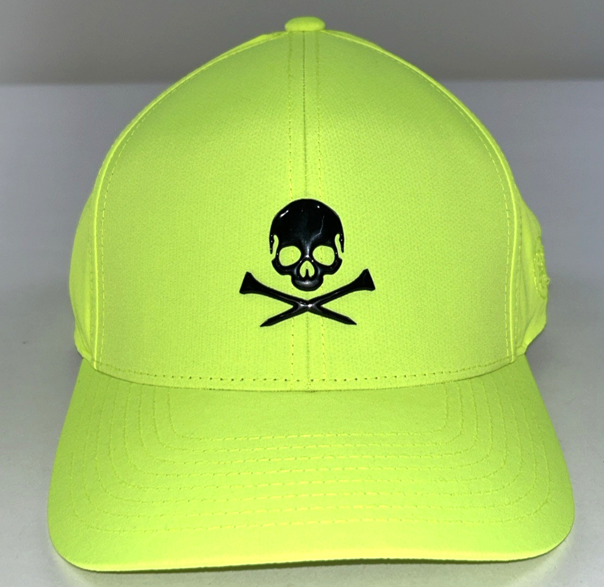 NEW G/FORE OS Electric Yellow Baseball Golf Hat SKULL Nylon Performance $85