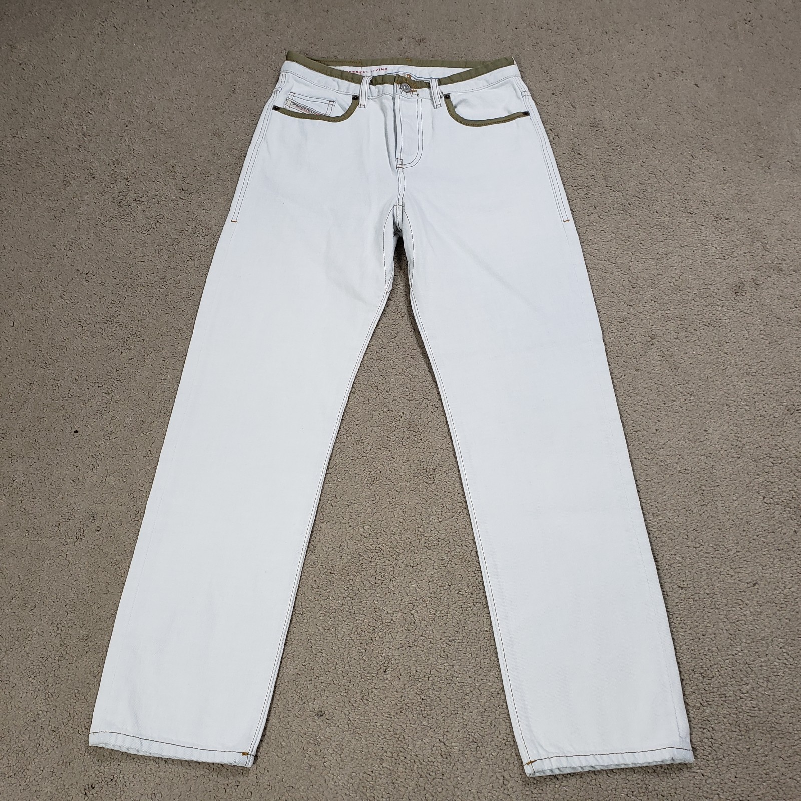 Diesel Jeans Mens 29×30 D-Viker White Straight Leg Button Fly Y2K Denim Rare