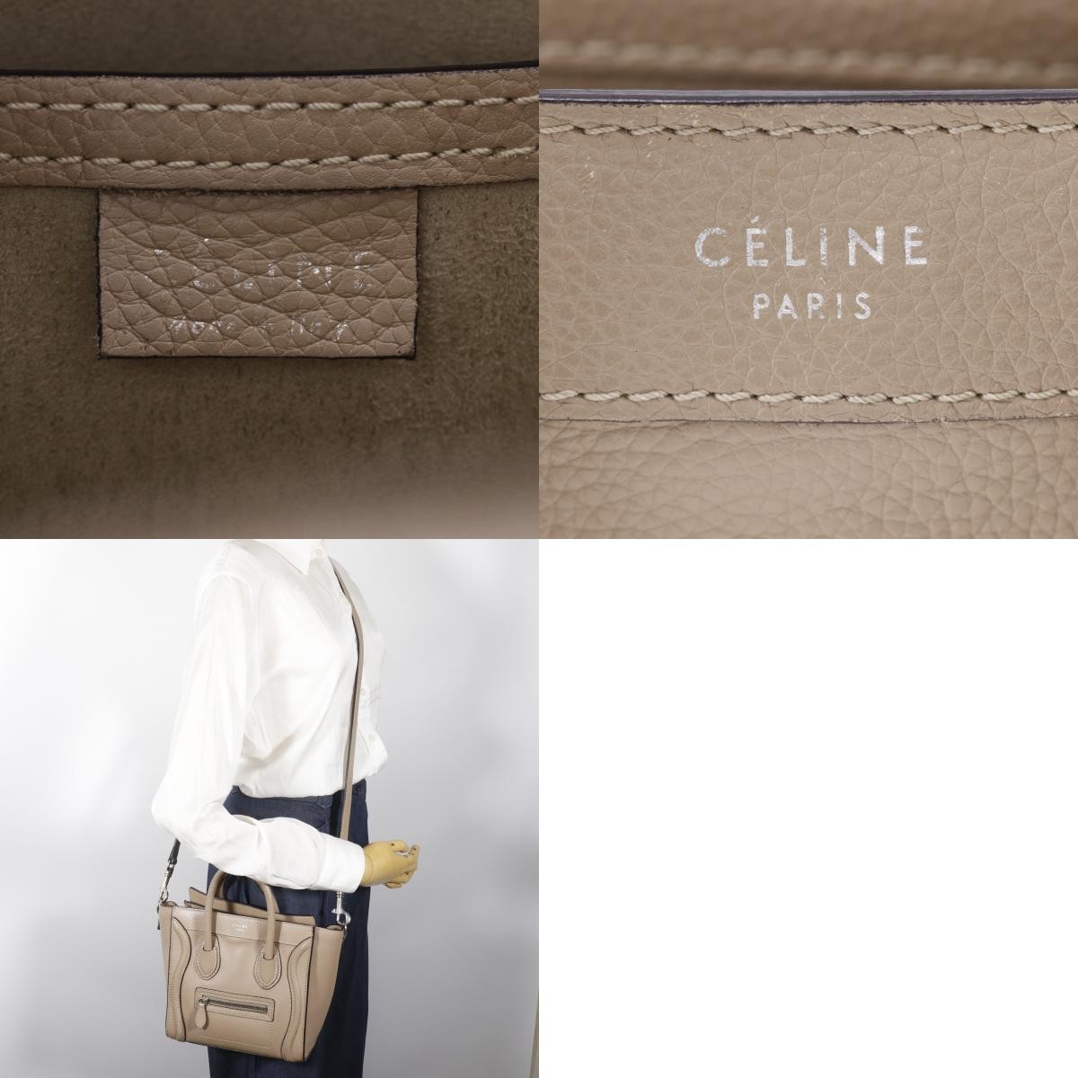 CELINE Luggage nano shopper Handbag 2WAYShoulder Gurege Calfskin Women
