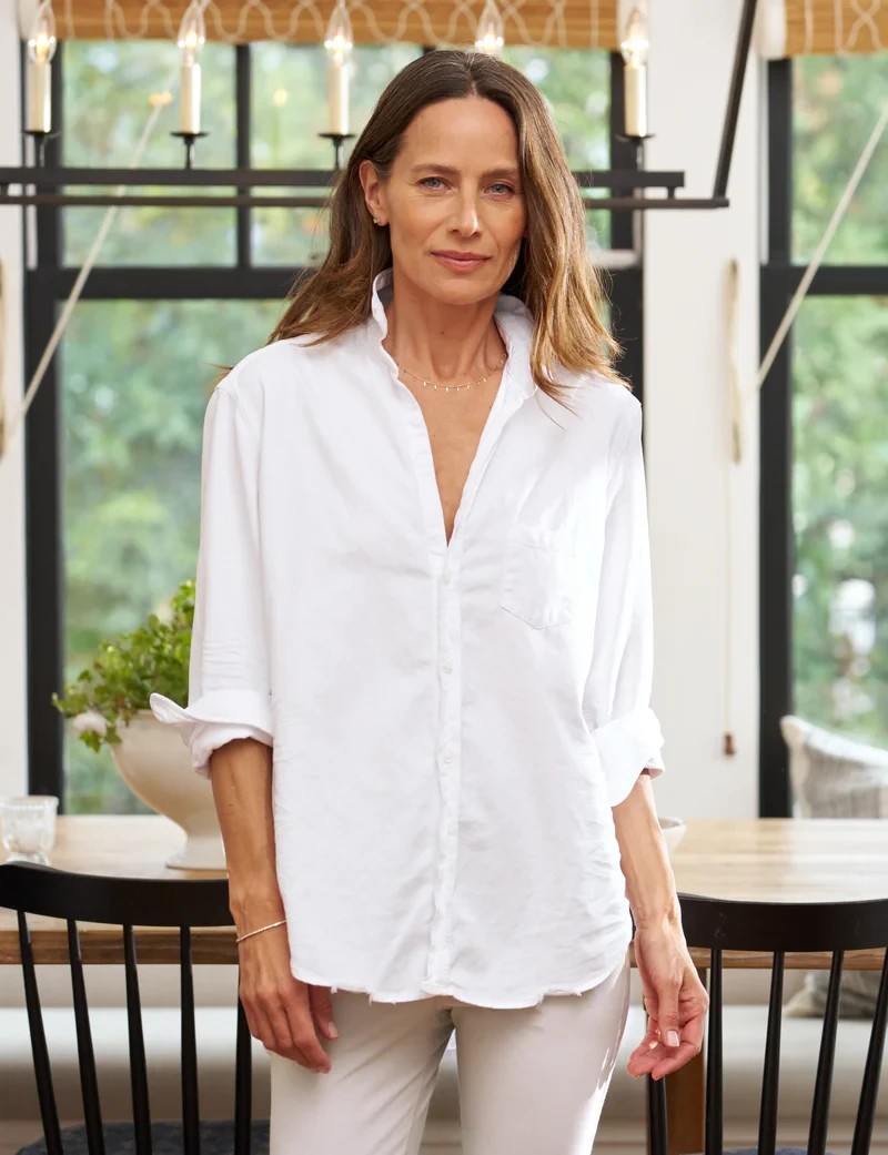 Frank & Eileen Eileen Relaxed Button-Up Shirt – Famous Denim – White WCD SIZE S