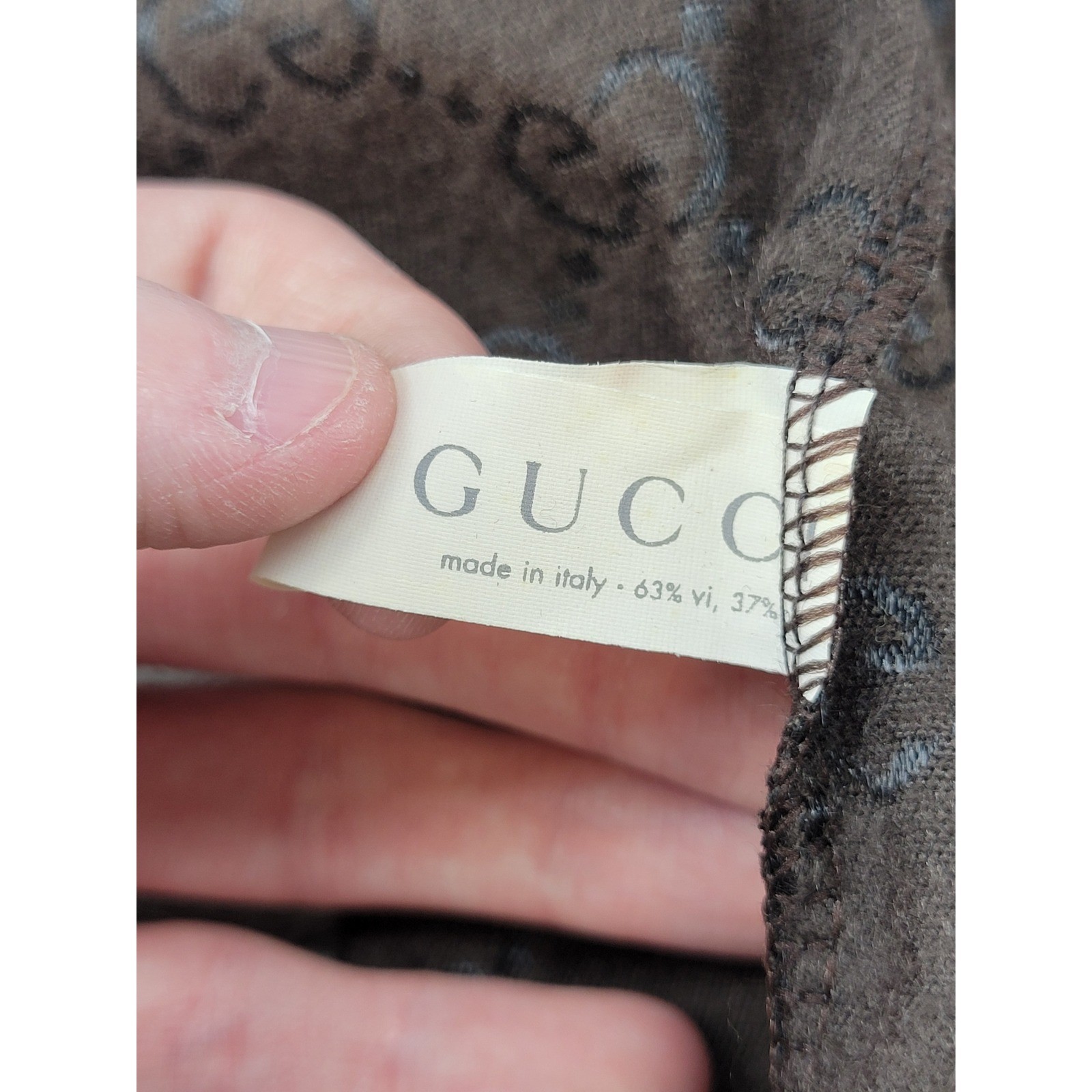 Gucci Brown GG Monogram Drawstring Dust Bag Made in Italy 15×9 Designer Bag