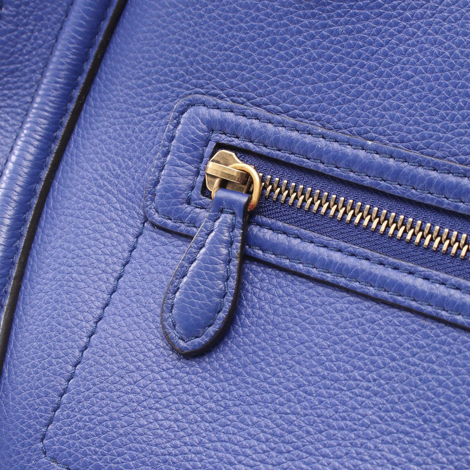 CELINE Luggage mini shopper Handbag 165213 leather Blue Used Women