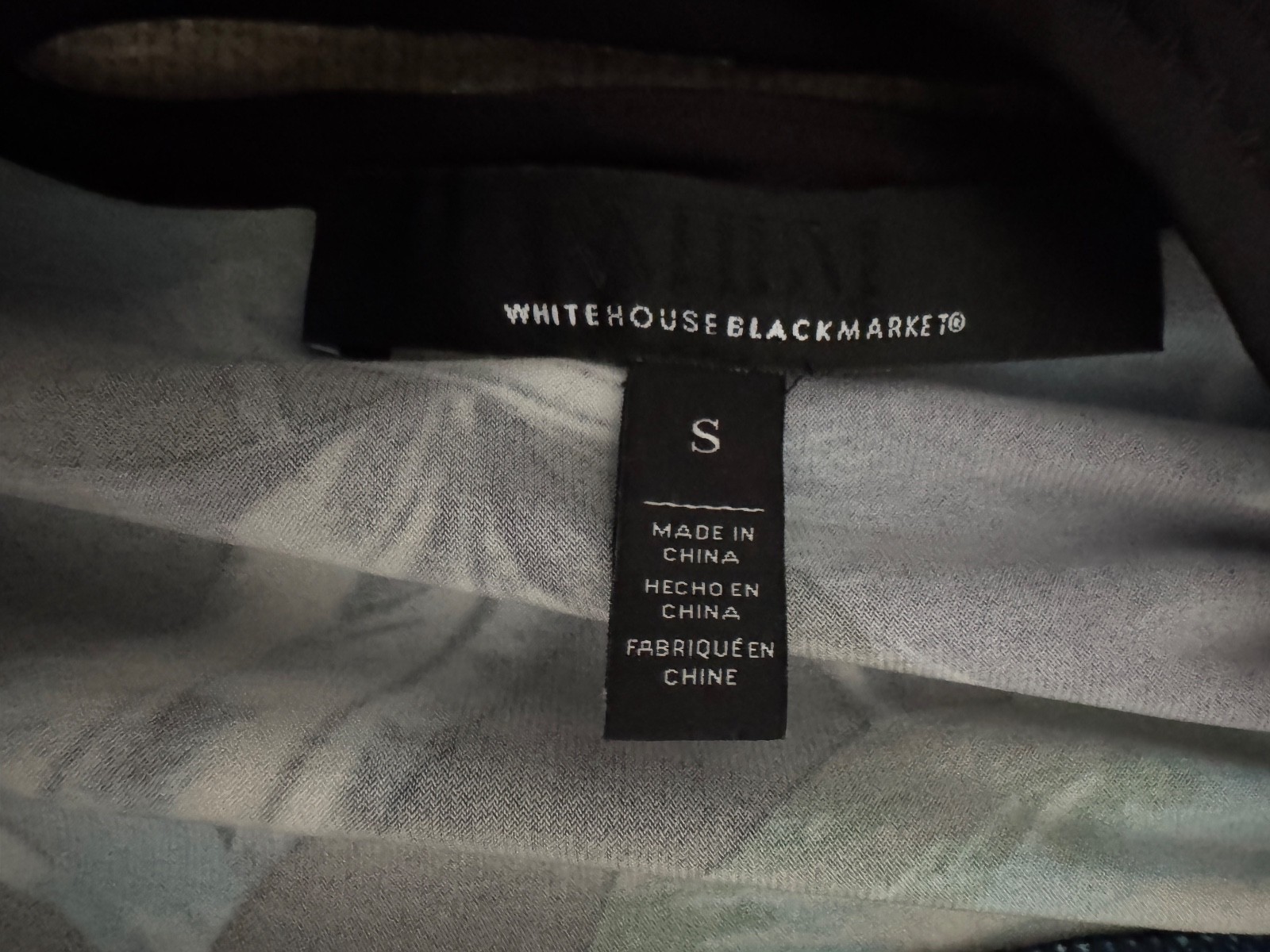 White House Black Market Cross Front Halter Top Elena Leaf Blk Tropical Print SM