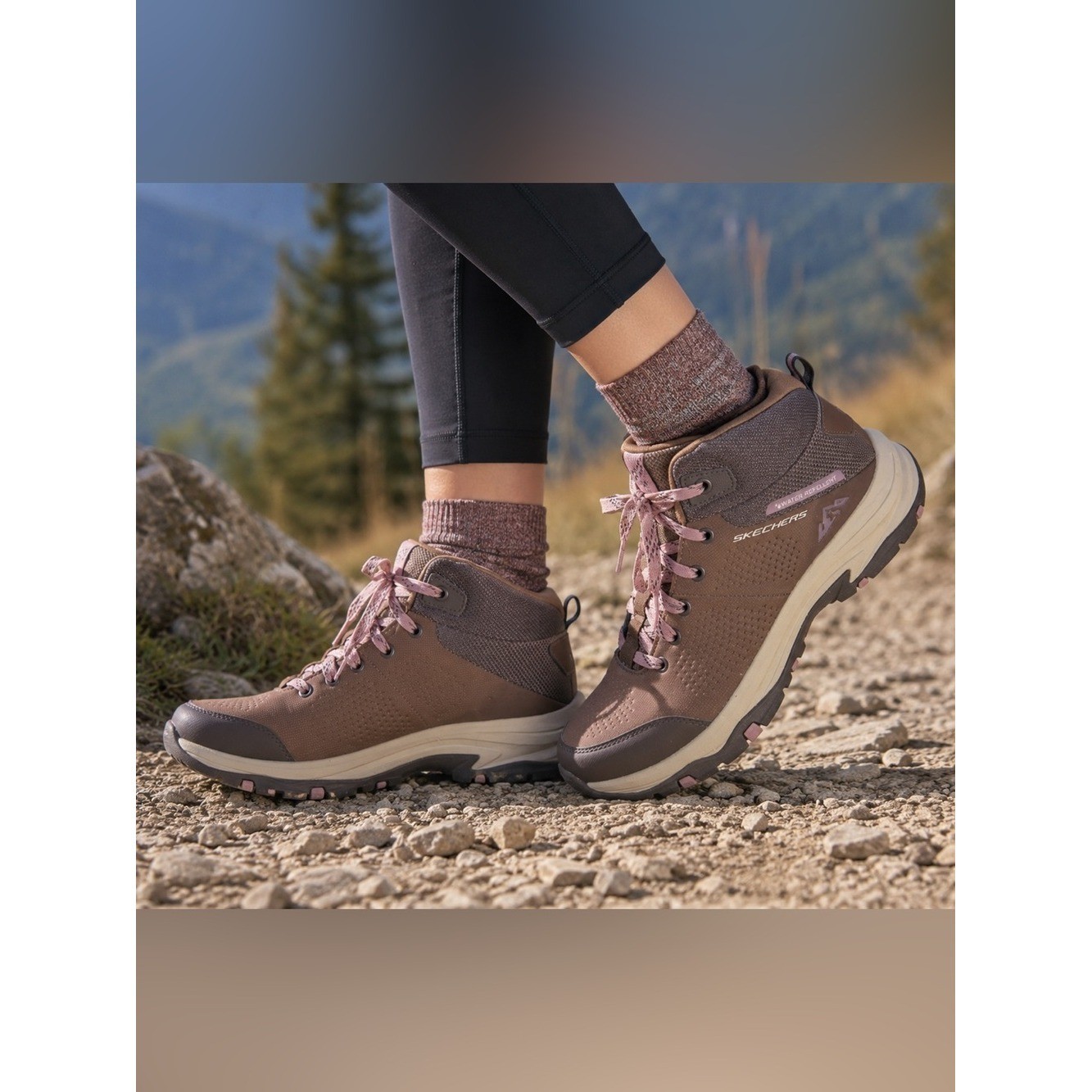 Skechers Trego Trail Kismet Hiking Boots Brown Pink Size 10