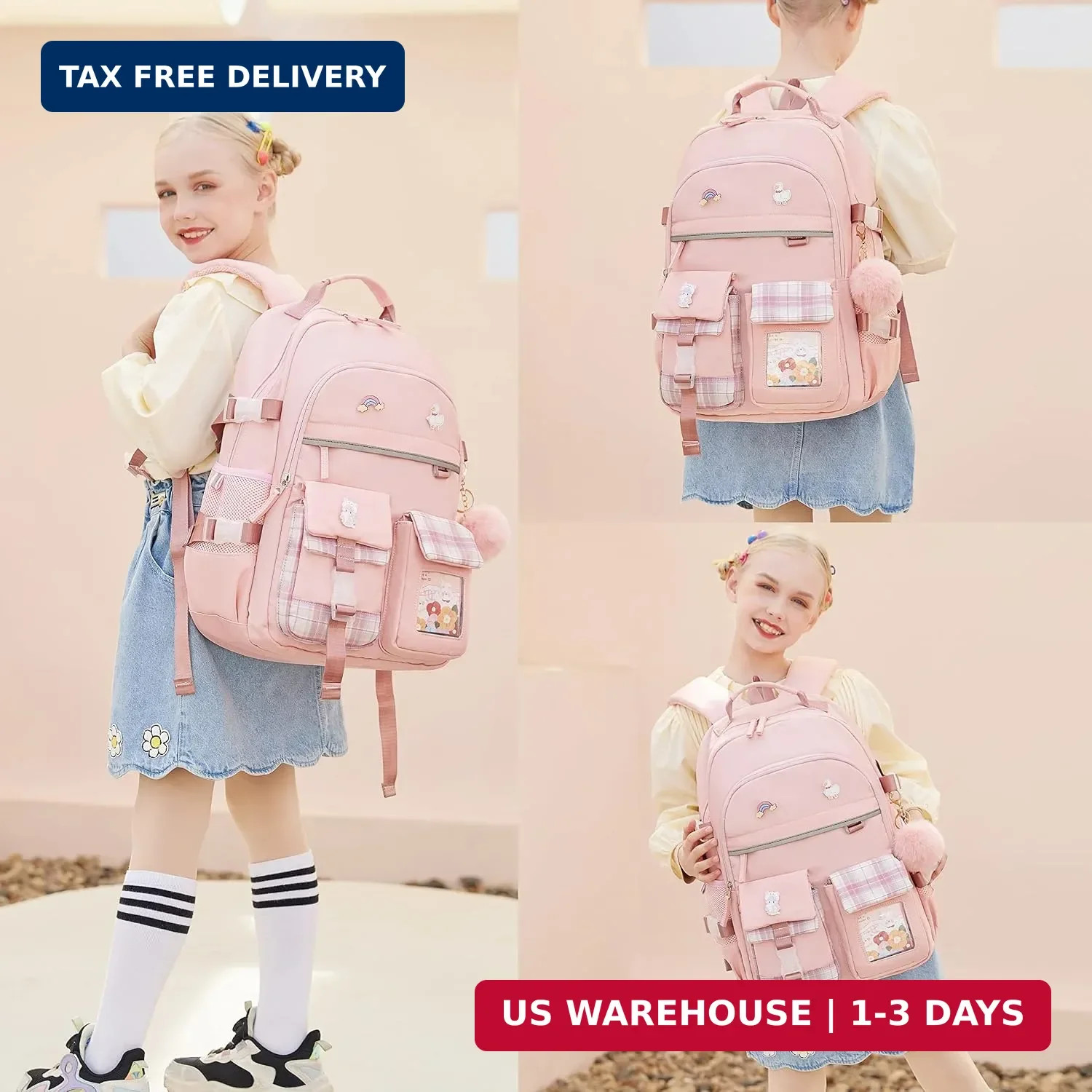 Backpack for Girls, 15.6 Inch Laptop School Bag Kids Kindergarten Elementary Col