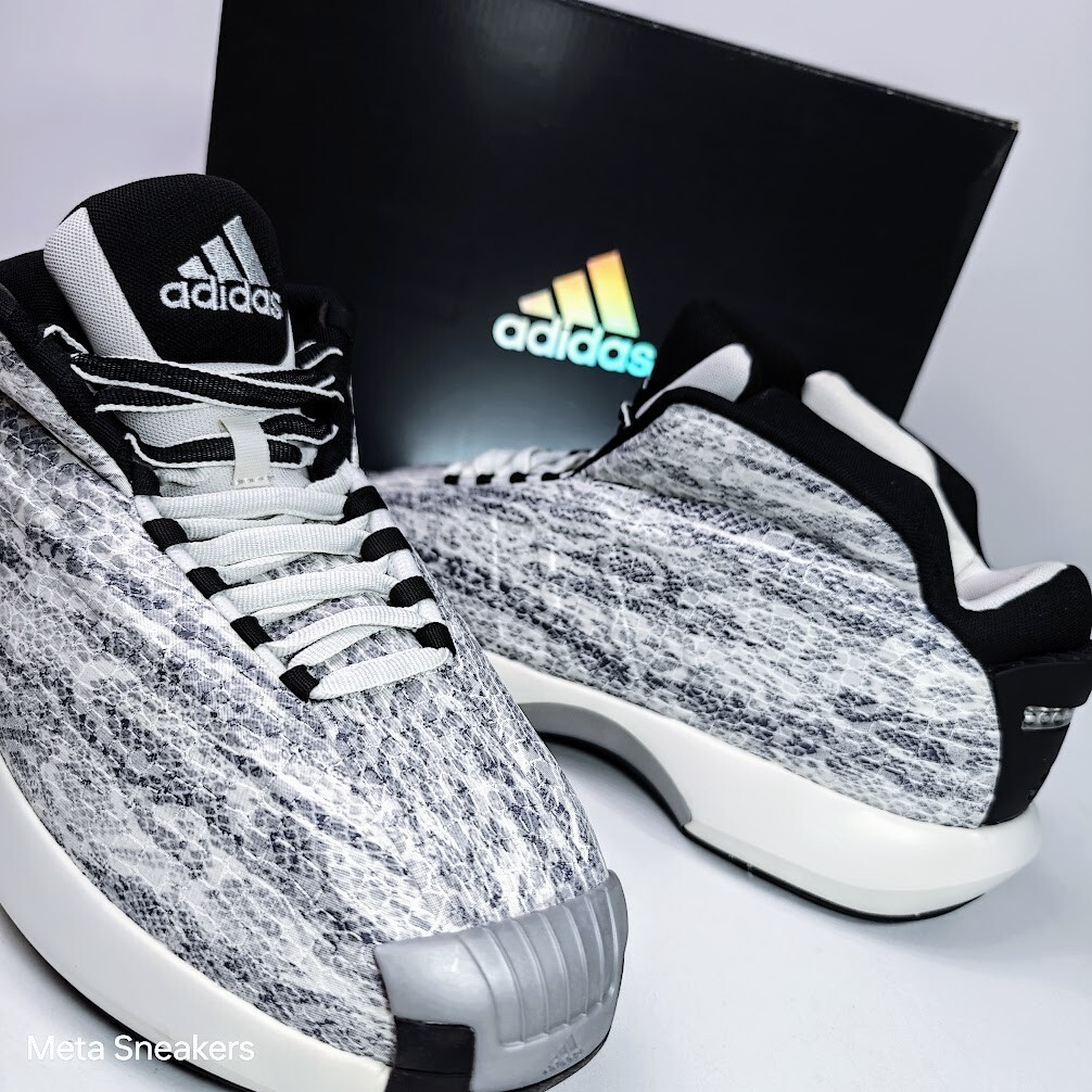 Adidas US 11.5 Men’s White Black Silver Snakeskin Rare Retro Crazy 1 GY2405 NIB