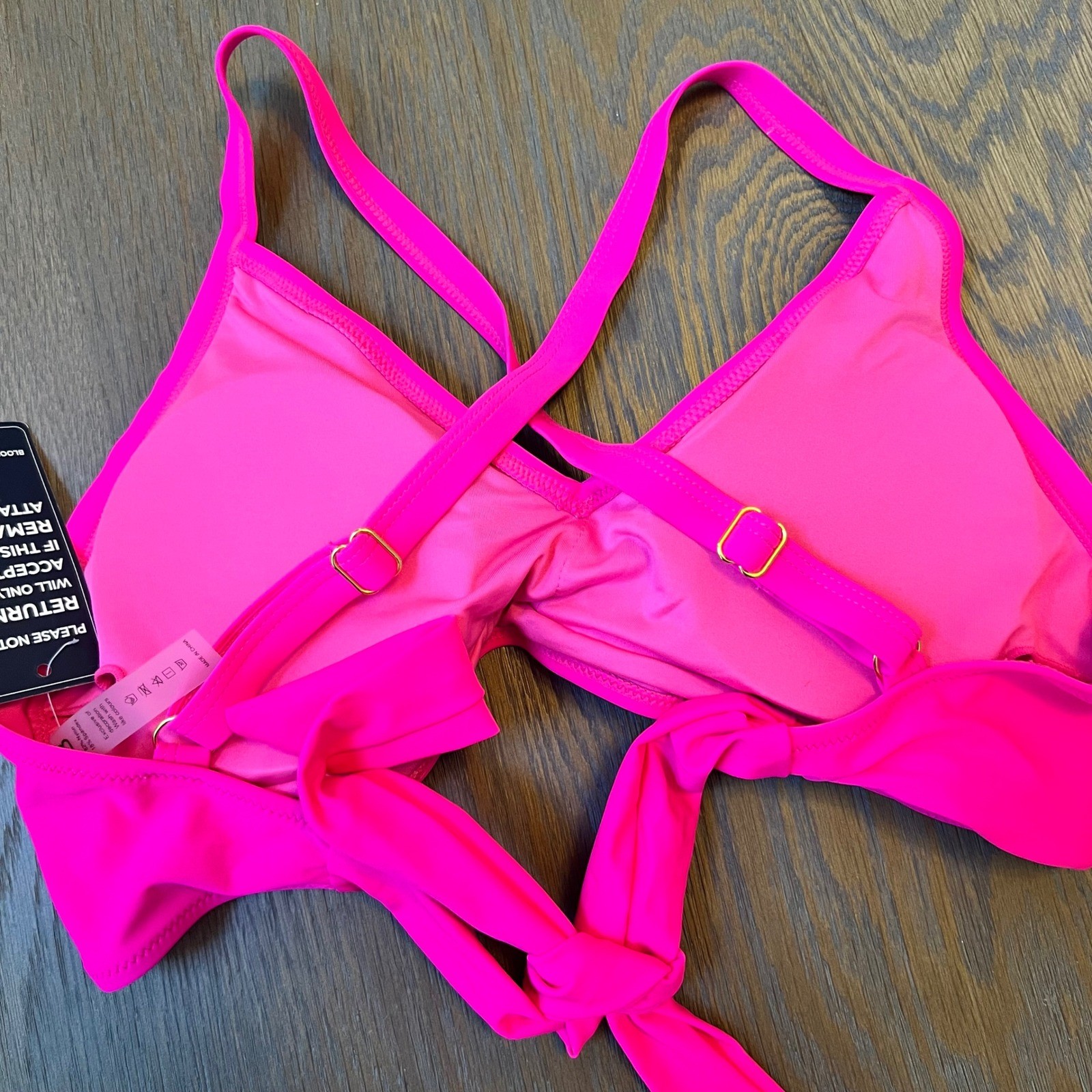 Blooming Jelly Pink Criss Cross Tie Back Swim Top Bikini Top Hot