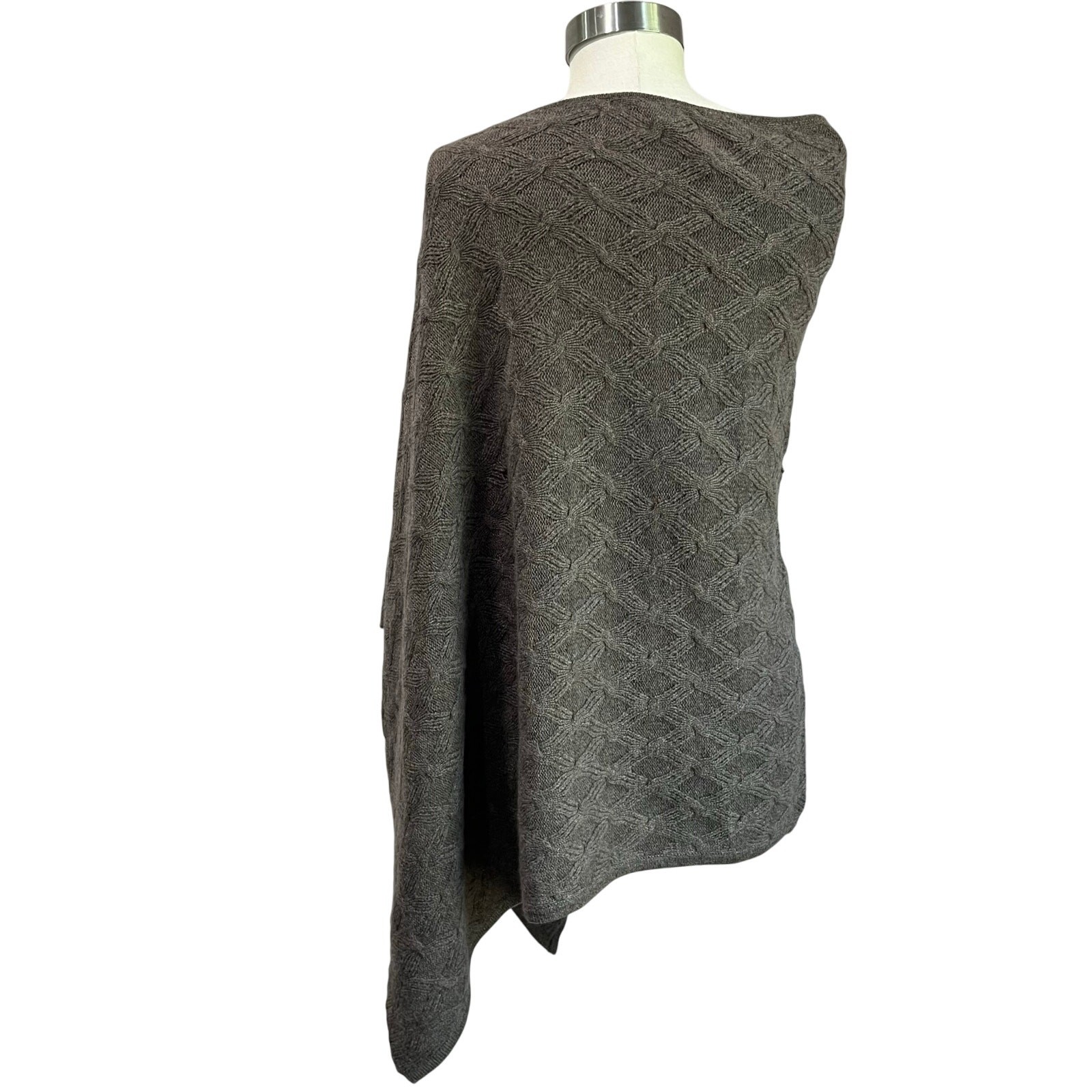 Kinross 100% Cashmere Poncho Sweater Wrap Cape Tan Mushroom Retail $395