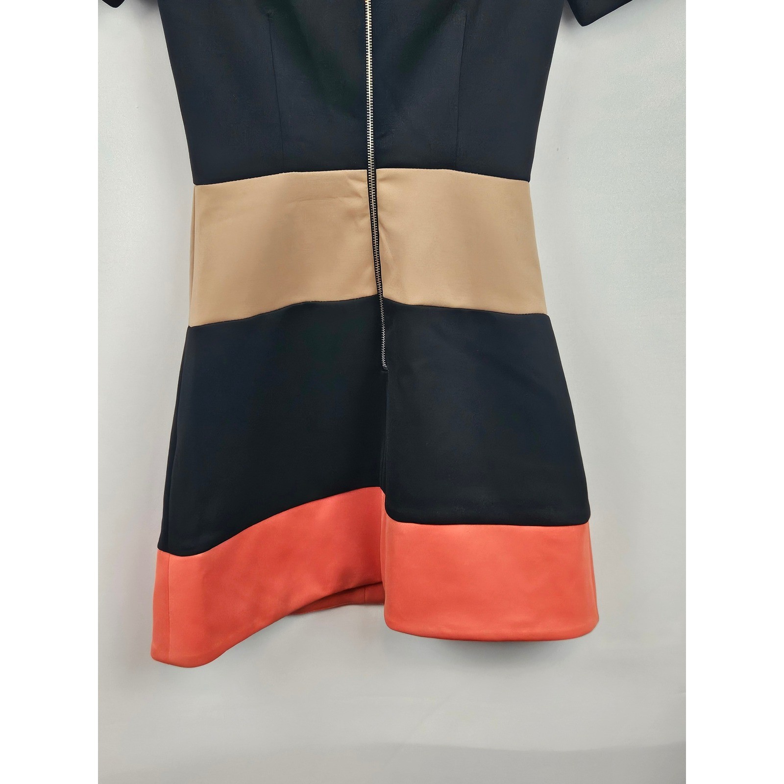 Elisabetta Franchi Colorblock Mini Dress Black Orange Tan IT 38 AB7303421