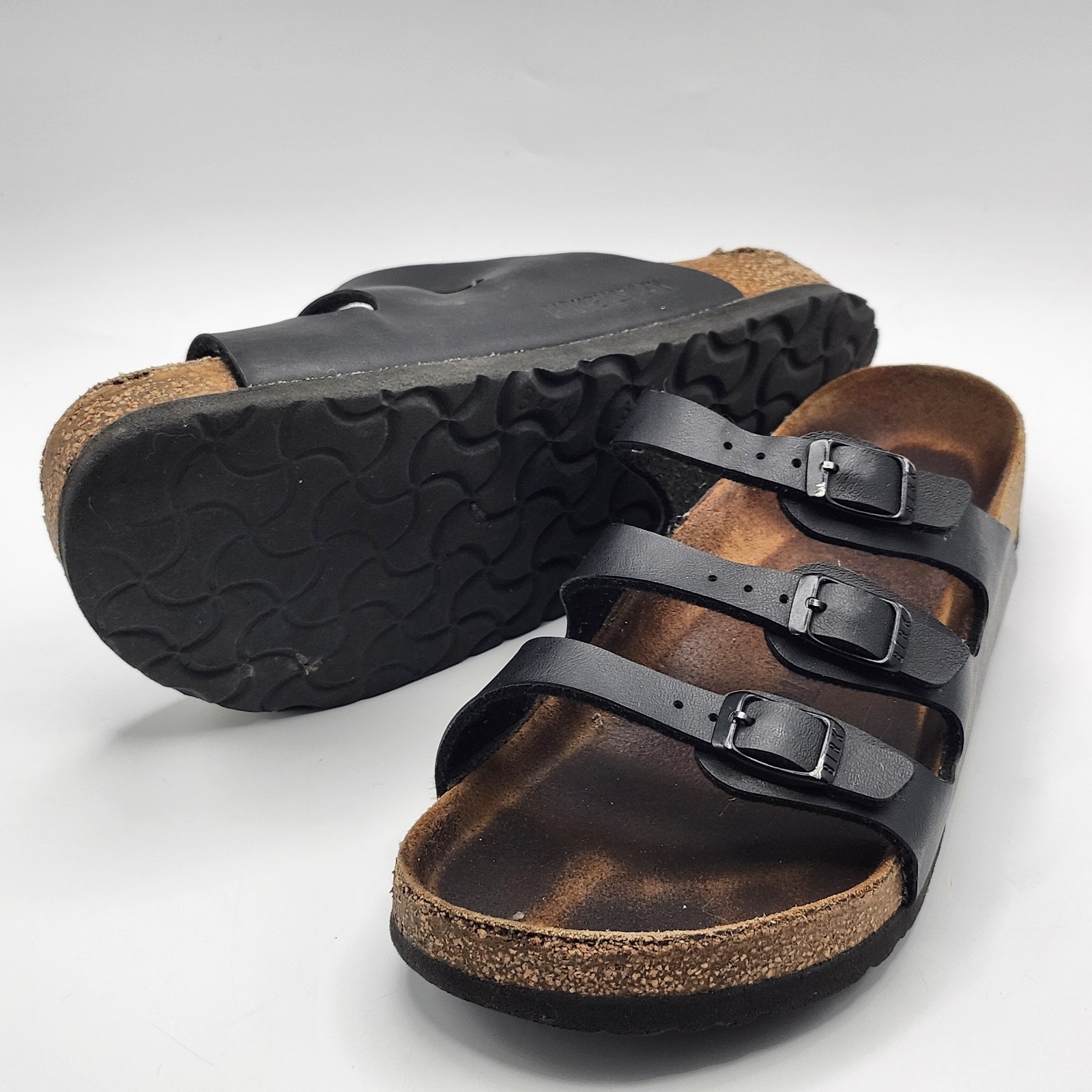 Birkenstock Florida Black Size 36 EU Womens 6 Soft Footbed 3 Strap