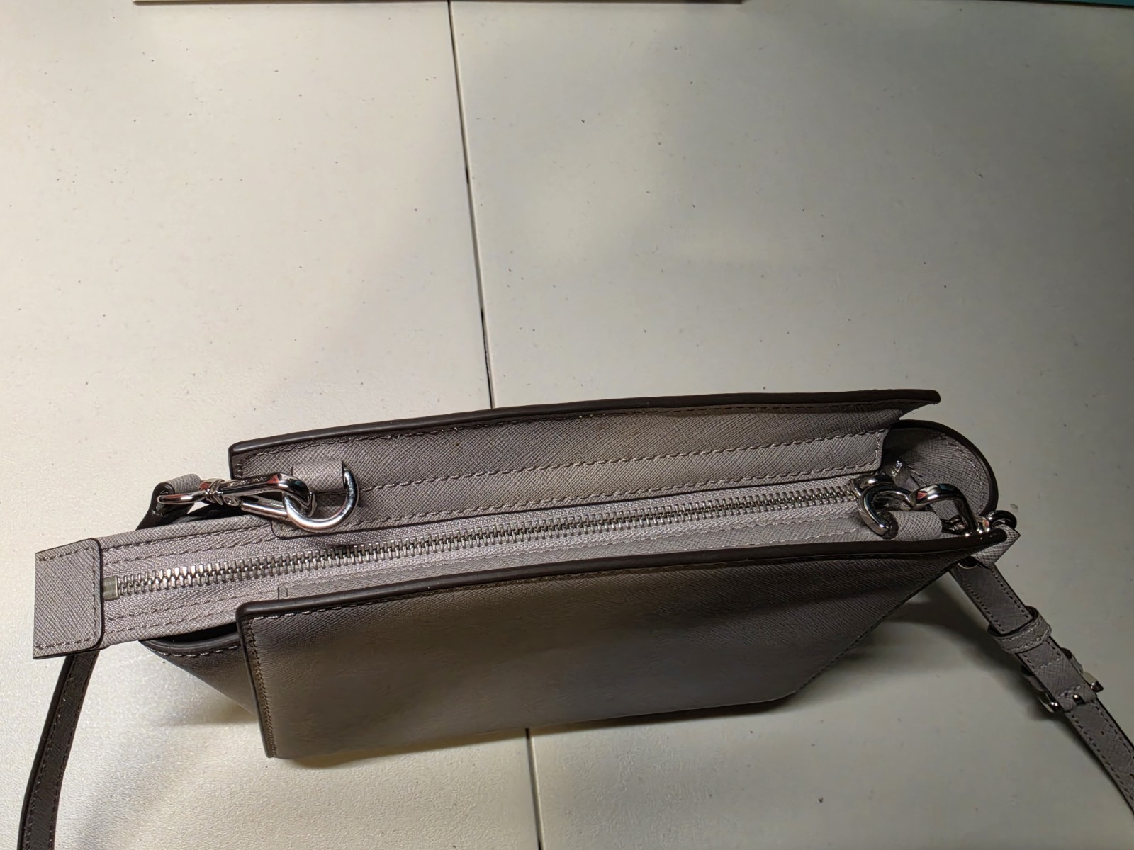 Michael Kors Studded Crossbody Bag Gray Zip Closure Silver Hardware Pockets