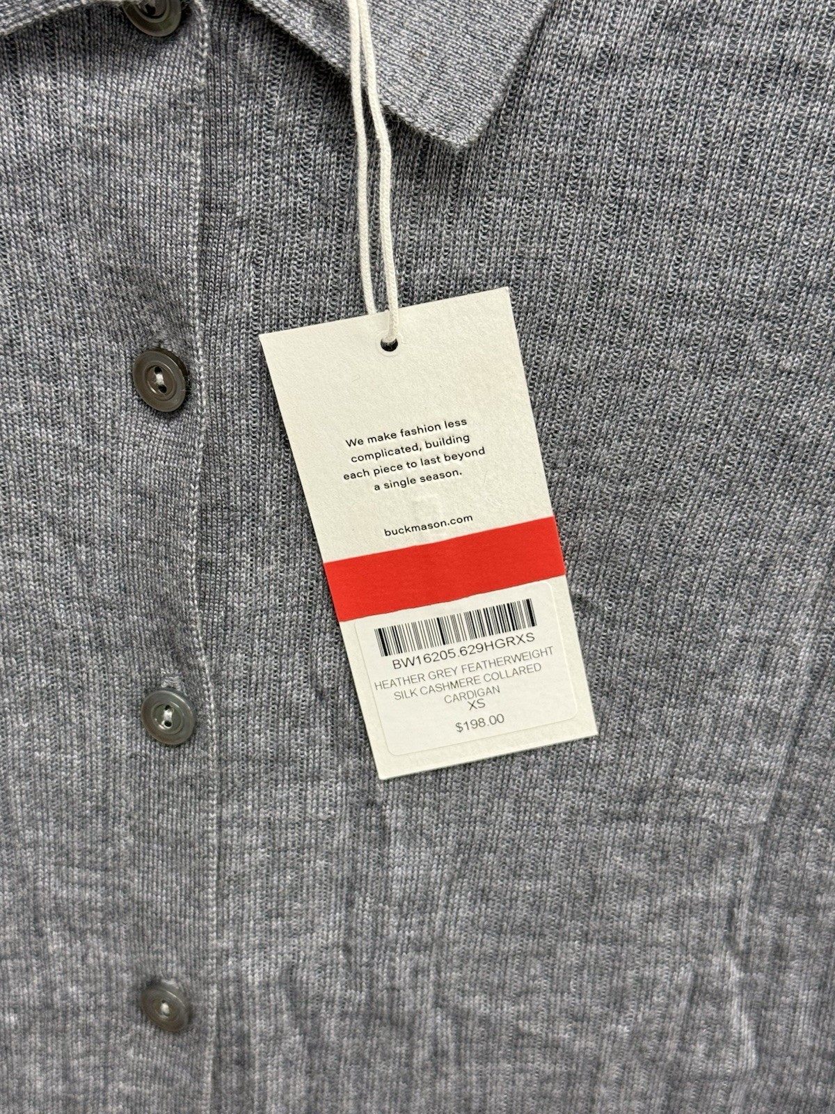 Buck Mason Womens XS Gray Featherweight Silk Cashmere Sweater MSRP $198