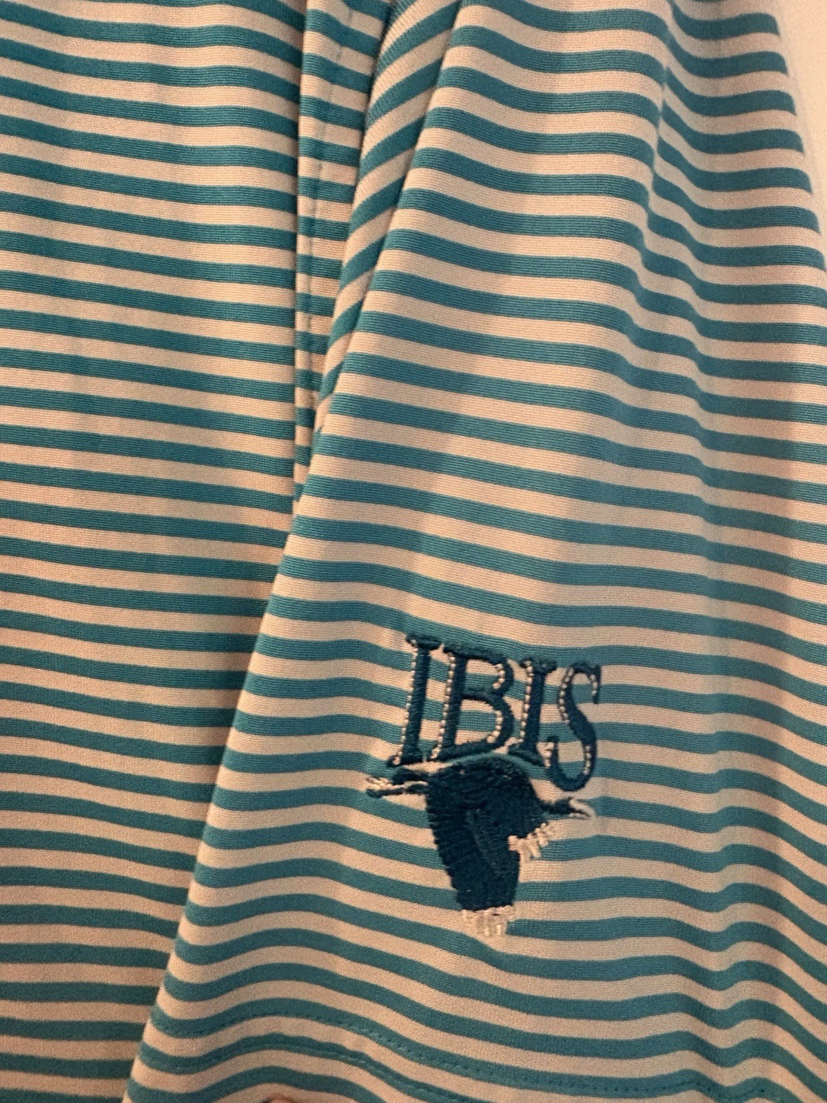 Donald Ross Men’s M Blue/White Striped Short Sleeve Polo Embroidered Logo