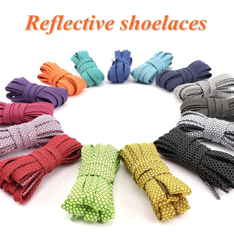 1Pair Reflective Shoelaces Sneakers Flat Shoelace Rope Laces Shoes Accesories