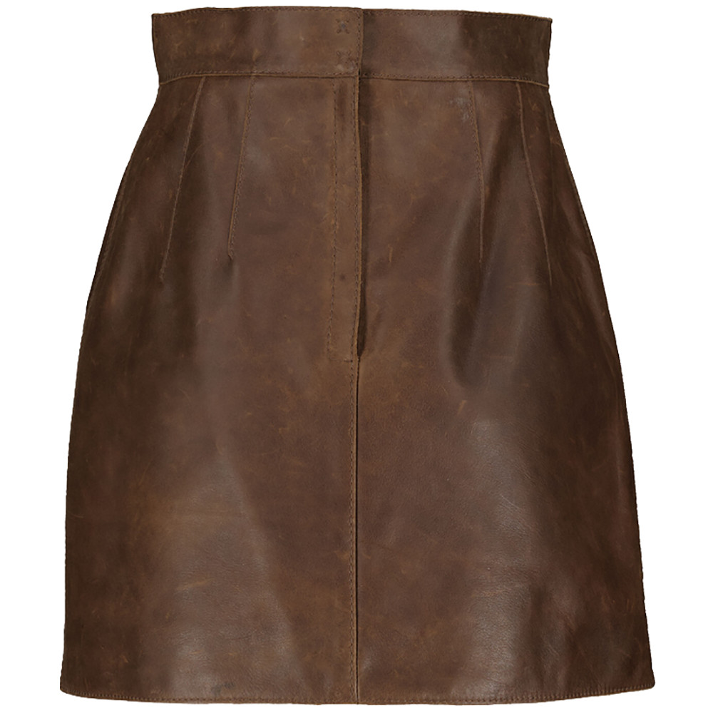 DOLCE & GABBANA Leather Mini Skirt High Waist Brown Size 40 – RP £2145.00