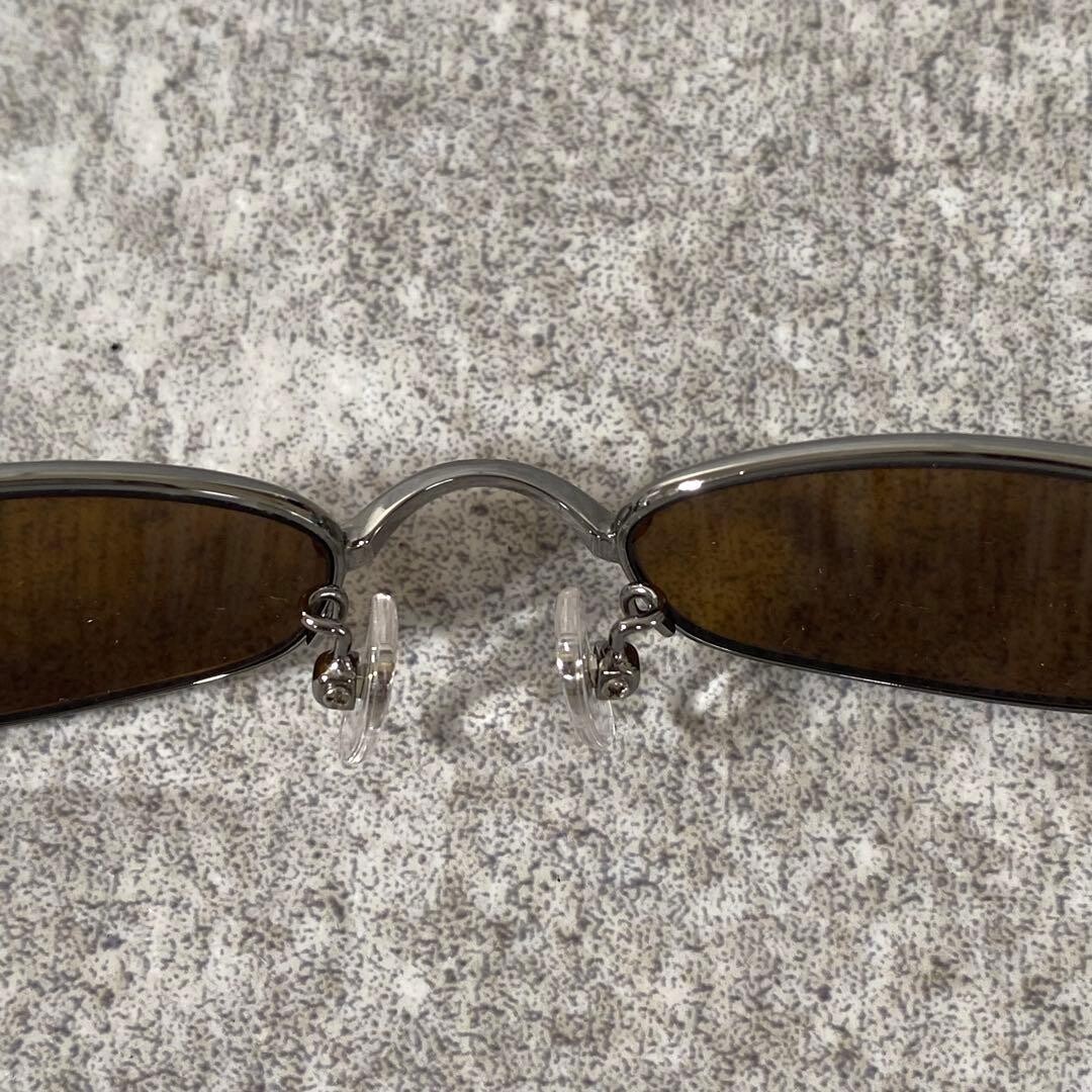 Ray Ban RB3151 Oval Sunglasses Silver Brown Lens Metal Frame Y2K Men 53mm