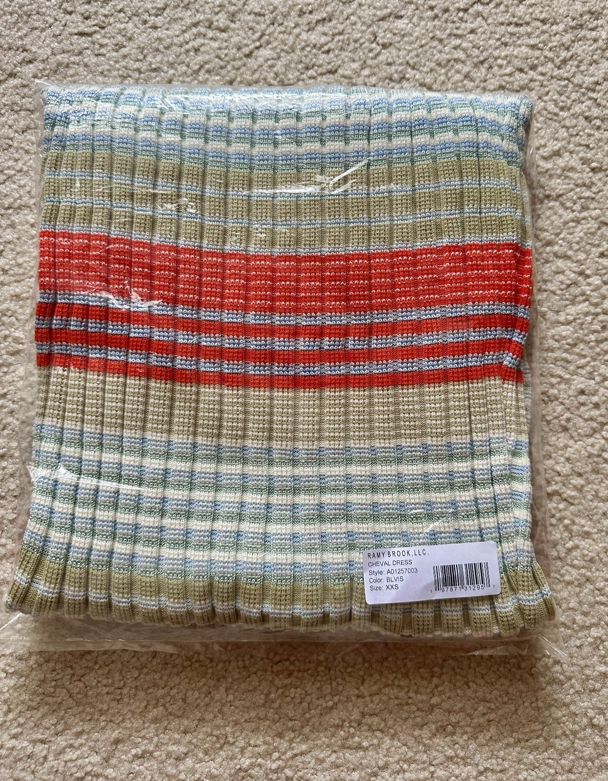 Ramy Brook Cheval Striped Square Neck Dress, Size XXS
