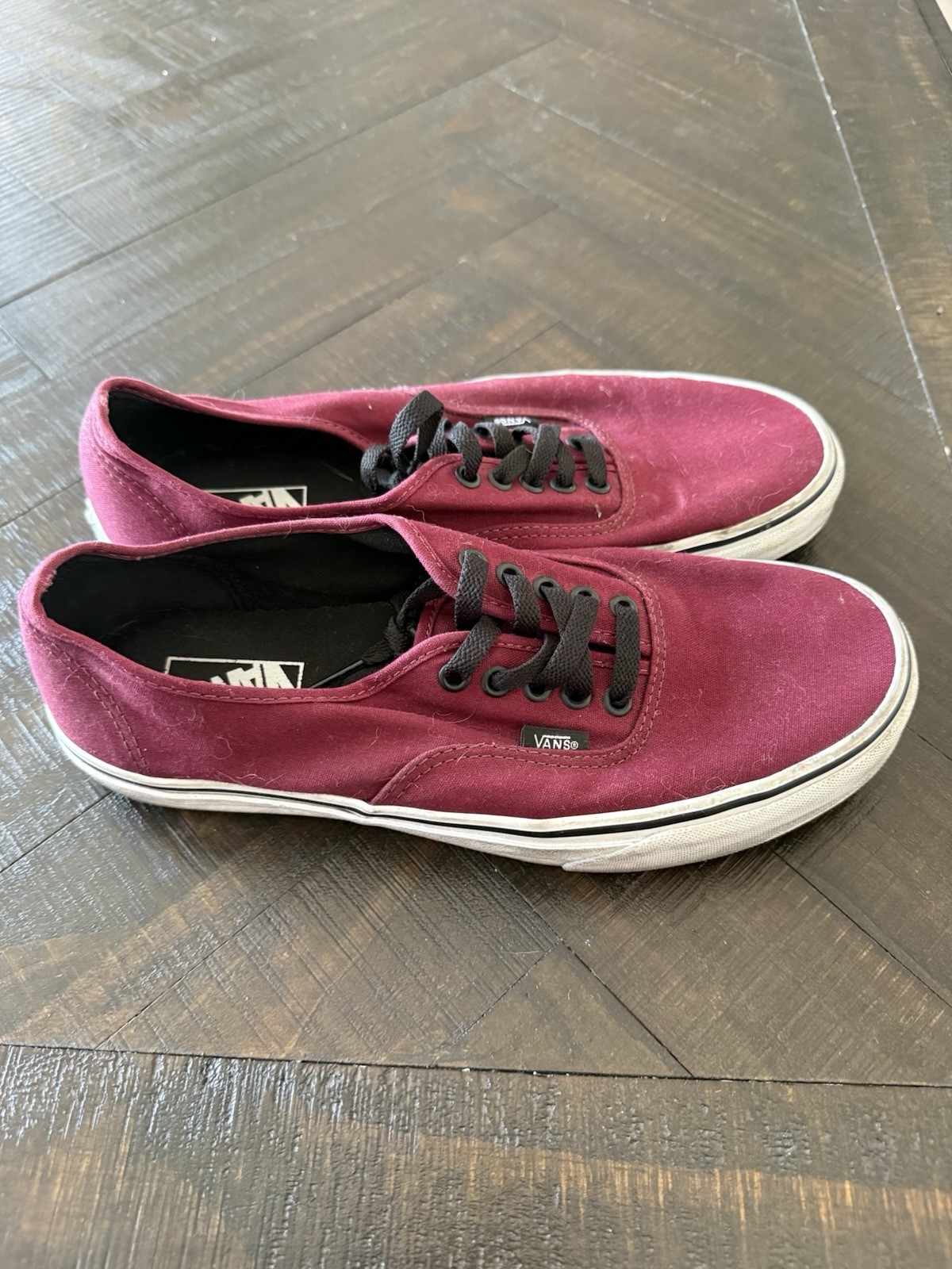 VANS Authentic Men’s Burgundy Canvas Lace-Up Low Top Sneakers Rubber Sole
