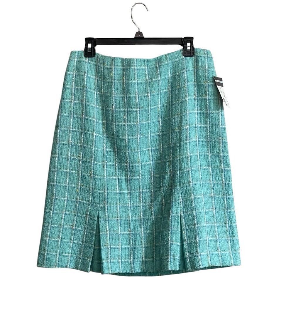 NWT Requirements Sz 16 Tweed Skirt Pencil Front Pleat Slits Preppy Academia Y2K
