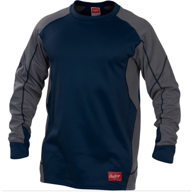 Rawlings Performance Fleece Pullover Mens Large Navy Grey New UDFP4-N-90 Raglan