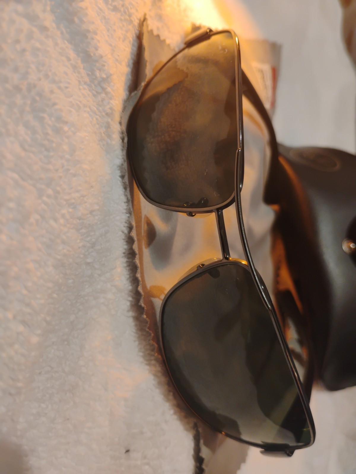 RAY BAN RB3343 BROWN POLARIZED CRYSTAL SLEEK METAL WARRIOR WRAP FLEX SUNGLASSES