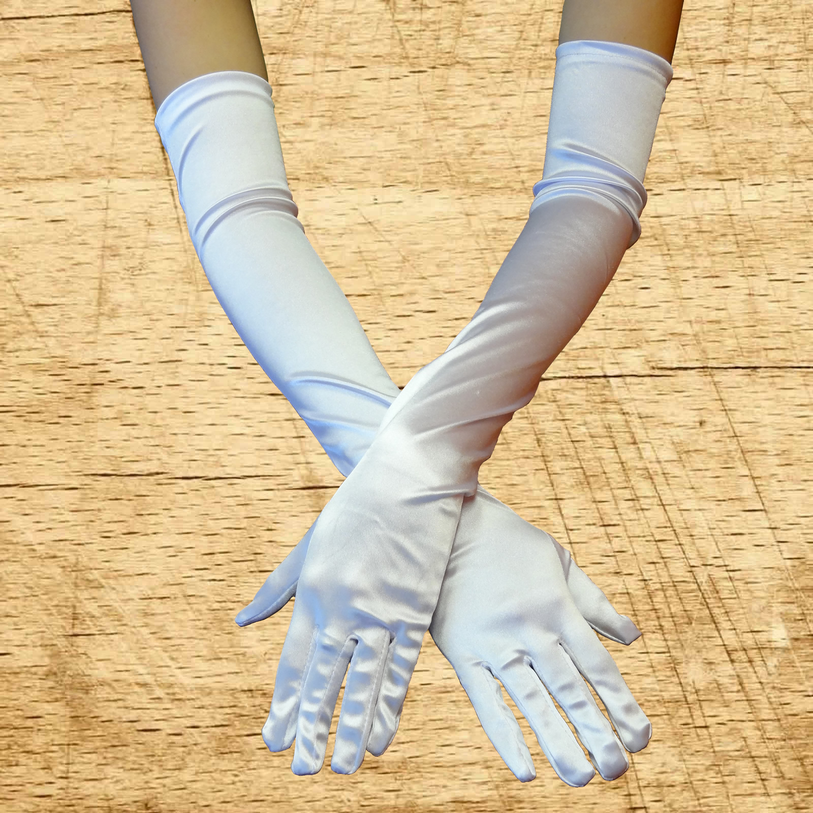 23″ WHITE LONG STRETCH SATIN BRIDAL WEDDING PROM PARTY GLOVES SEXY COSTUME OPERA