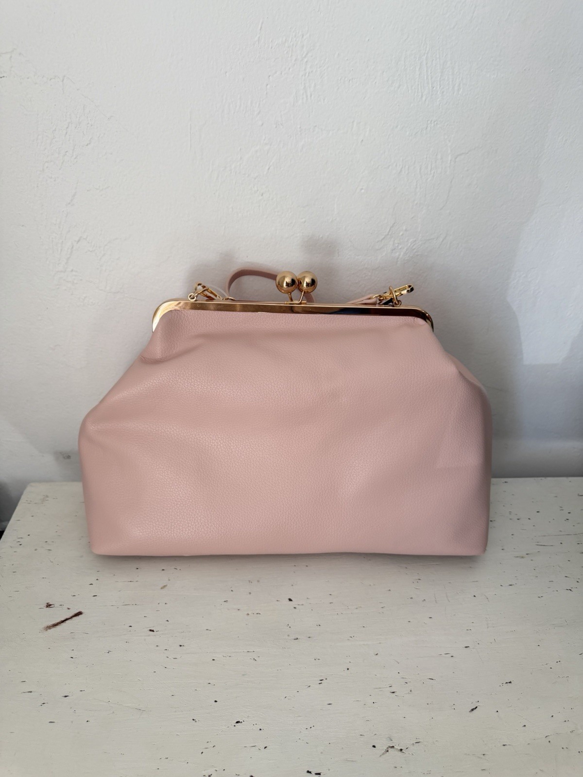 Juicy Couture Charm Haus Large Frame Clutch Bag Purse With Pearls Pink Clay