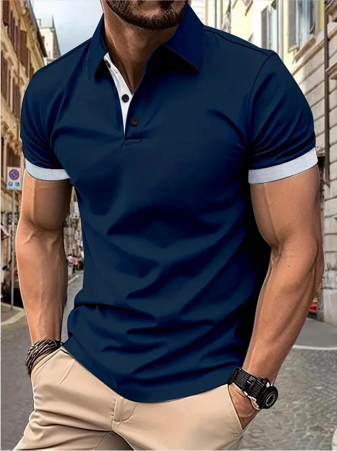 Men’s Trendy Short Sleeve Polo Shirt Casual T-shirt Tee Summer Fashion Gym Gift