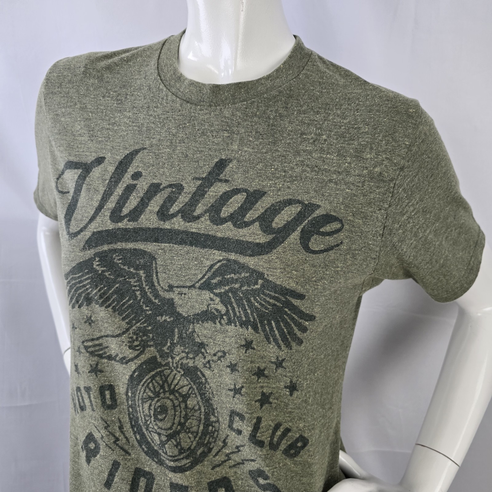 Hybrid Vintage Moto Club Riders Graphic T-Shirt Medium Mens Green Cotton/Poly