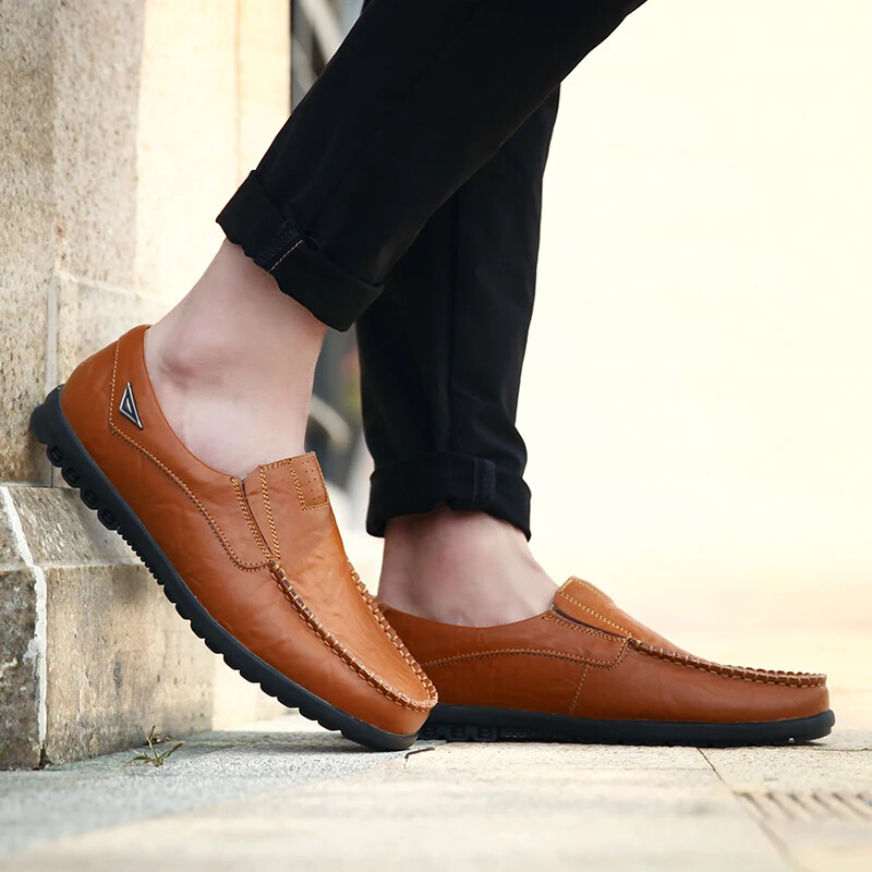Men’s Loafers Moccasins Shoes Genuine Leather Casual Breathable Driving Shoes