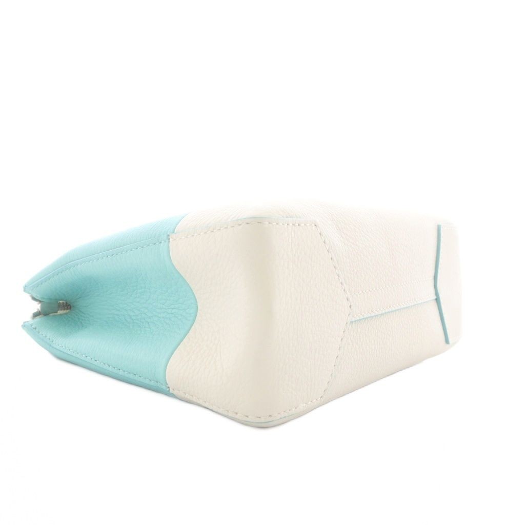 Tiffany & Co. Leather Cosmetic Pouch Bicolor Light Blue Made in USA 7.9in
