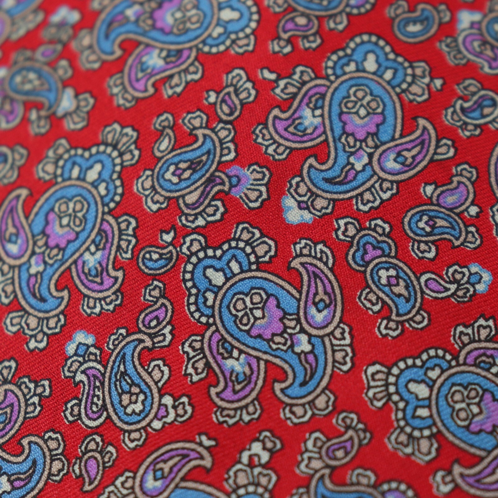 Vintage Evan Piccone Tie Mens 56 in Silk Red Blue Purple Paisley Floral Wide